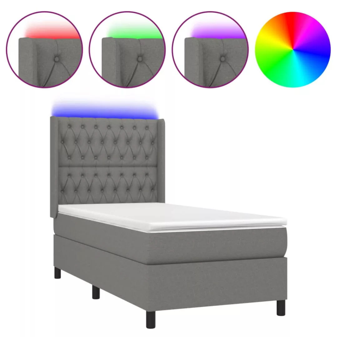 Vidaxl Boxspringbett Mit Matratze & Led Dunkelgrau 100x200 Cm Stoff günstig online kaufen