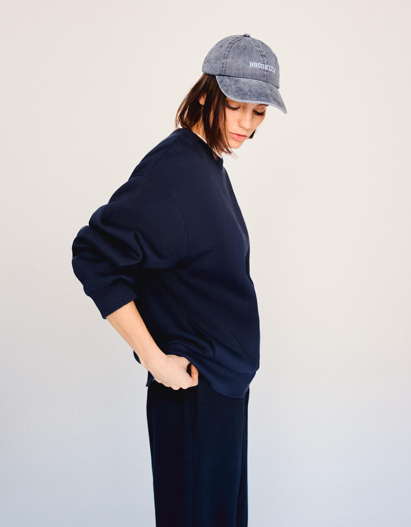 Bershka Oversize-Sweatshirt Mit Seitentaschen Damen M Marinenblau günstig online kaufen