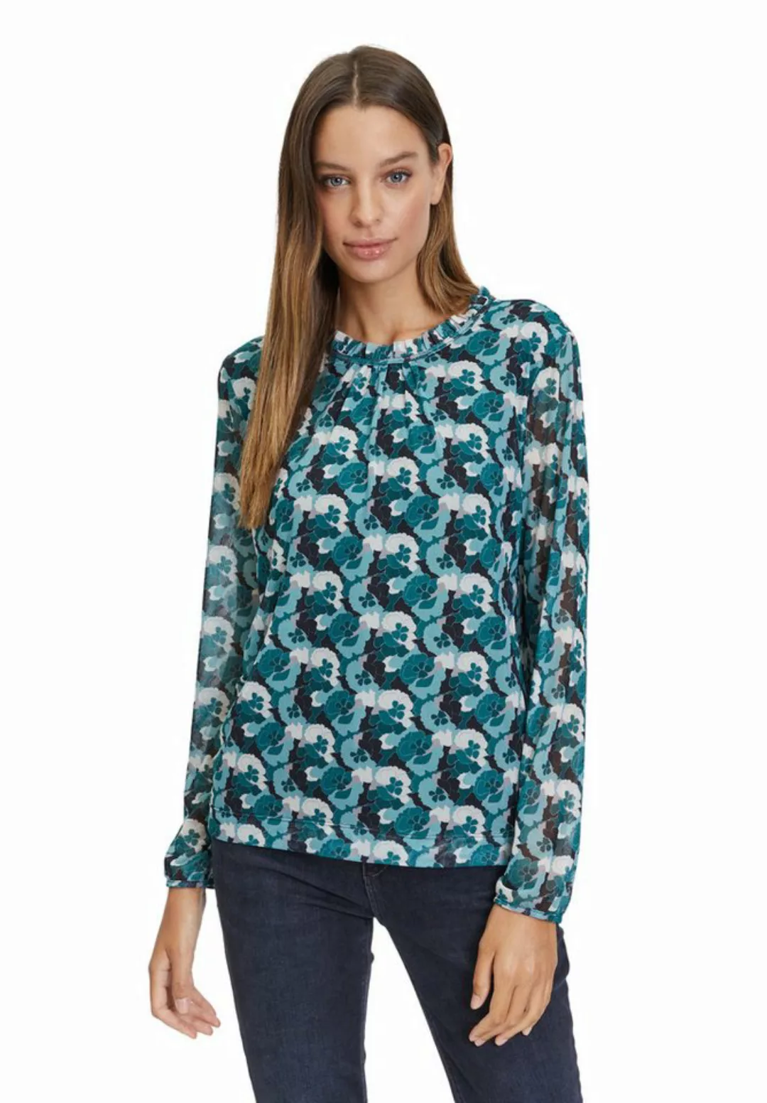 Betty&Co Kurzarmshirt Betty & Co Blusenshirt mit gekräuseltem Ausschnitt (1 günstig online kaufen