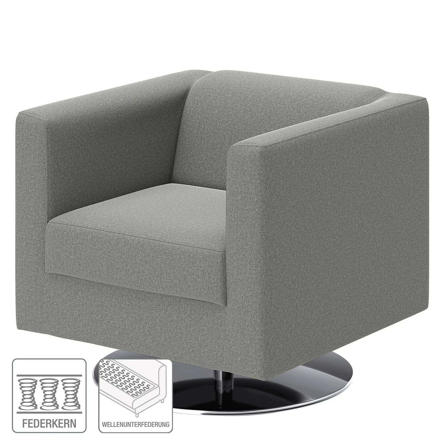 home24 loftscape Sessel Wilno XV Grau Flachgewebe 74x71x75 cm (BxHxT) günstig online kaufen