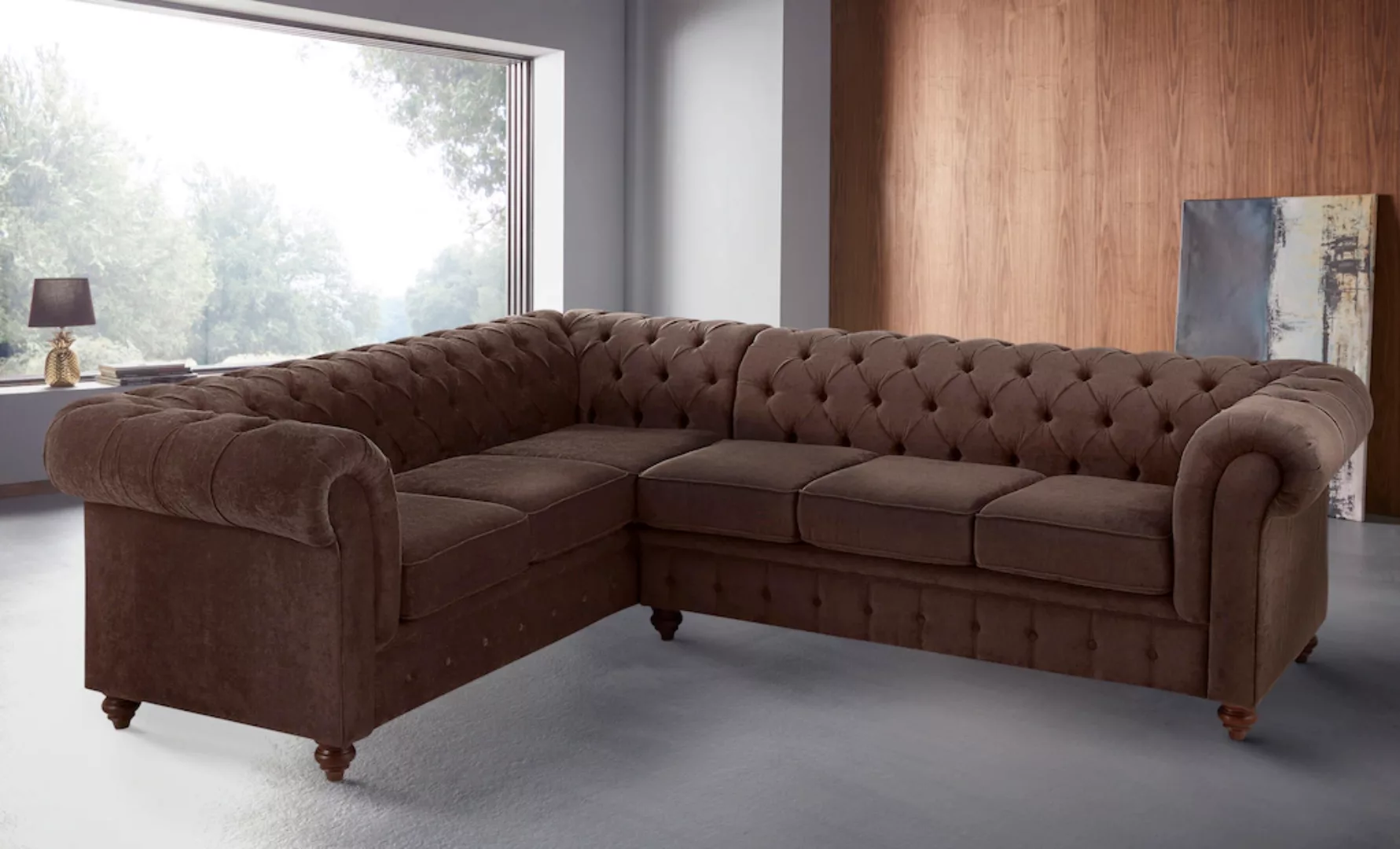 Home affaire Chesterfield-Sofa "Chesterfield Ecksofa, auch in Leder L-Form" günstig online kaufen