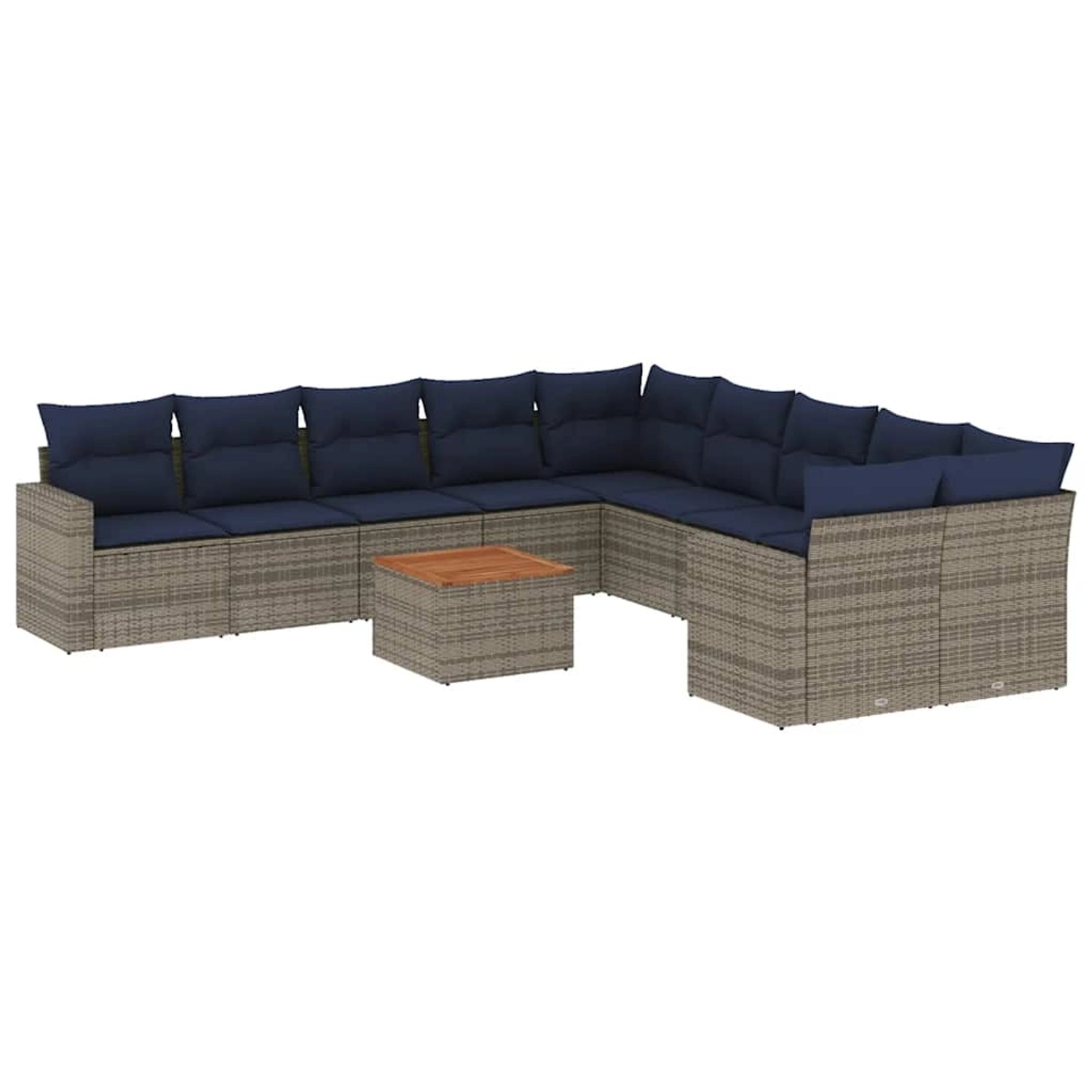 vidaXL 11-Tlg Garten-Sofagarnitur mit Kissen Grau Poly Rattan 3256649 günstig online kaufen