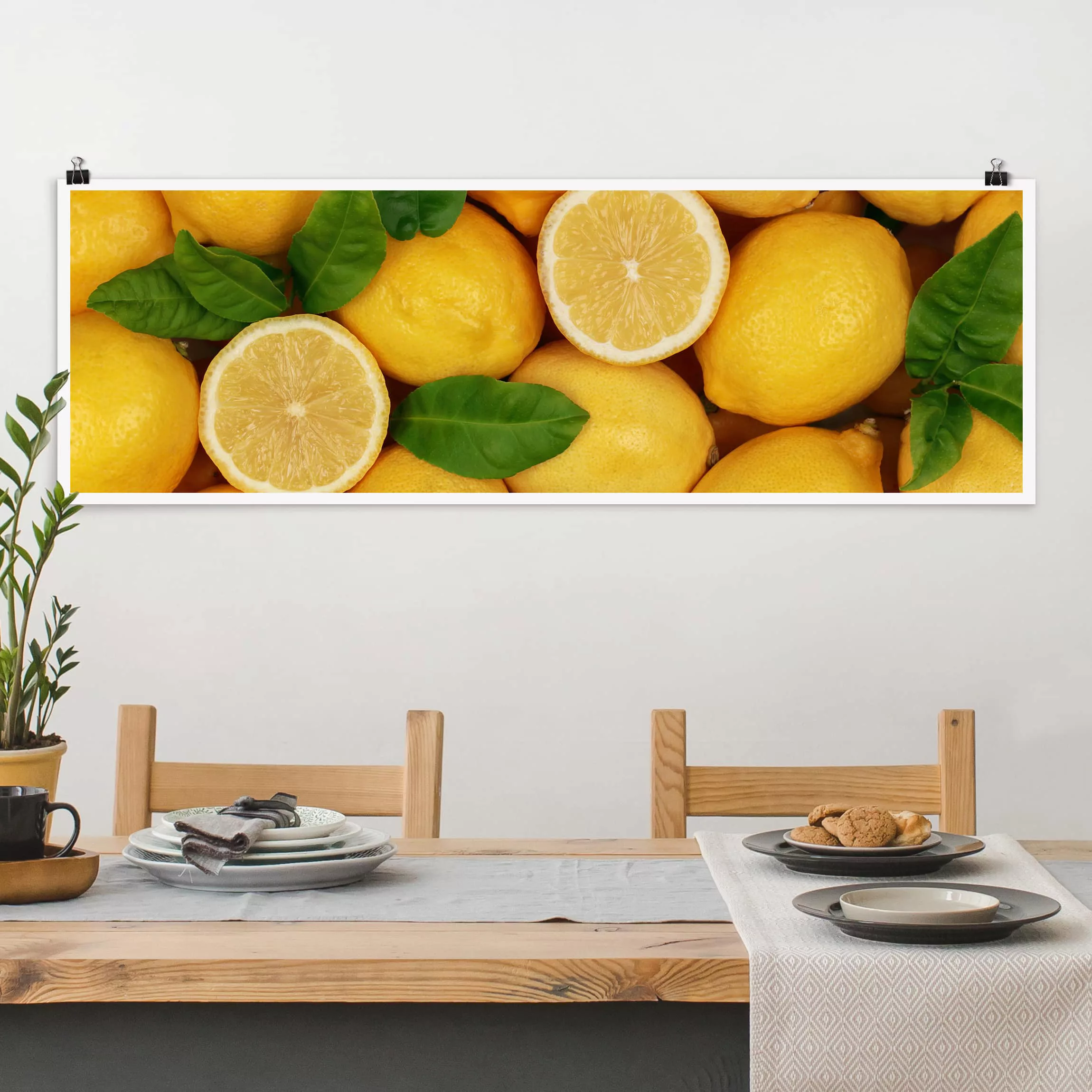 Panorama Poster Küche Saftige Zitronen günstig online kaufen