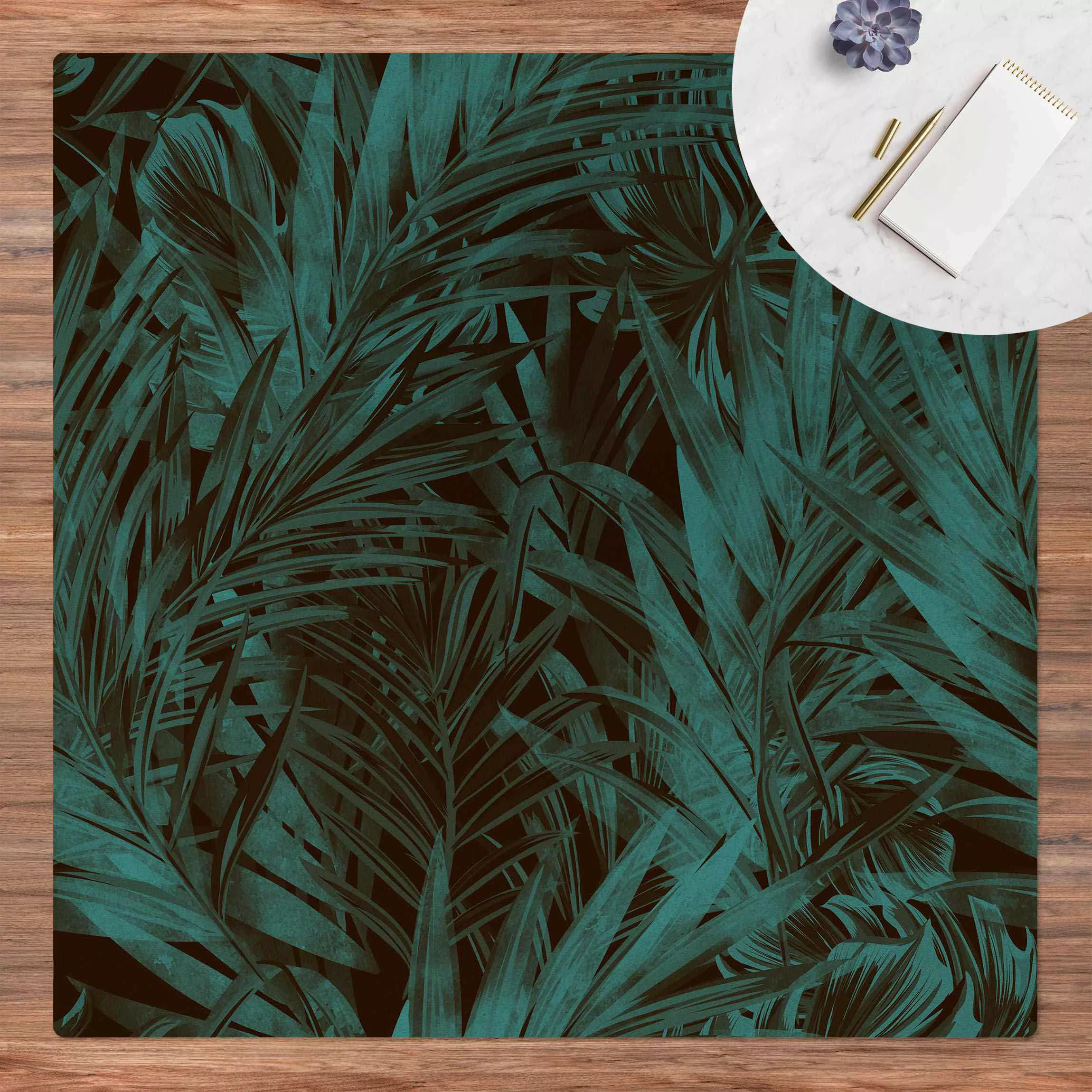Kork-Teppich Tropisches dunkles Unterholz Blau günstig online kaufen