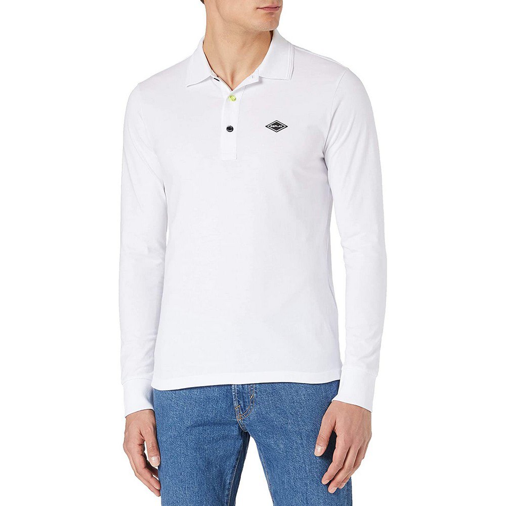 Replay Langarm-polo 2XL Off White günstig online kaufen