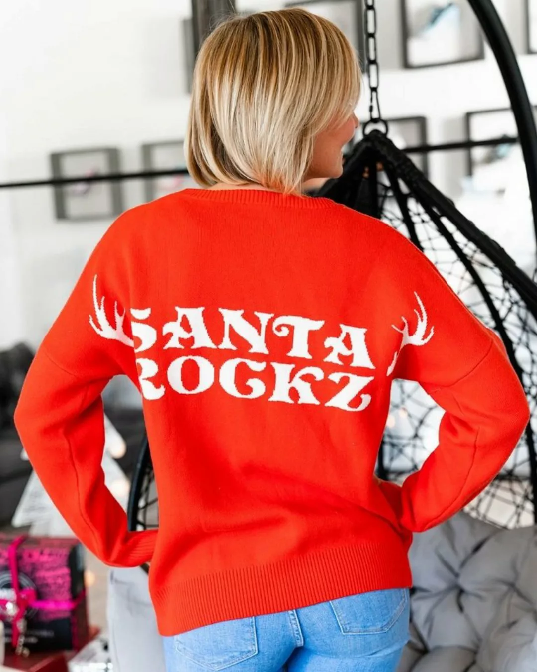 Missy Rockz Weihnachtssweatshirt SANTA ROCKZ Sweater red / white günstig online kaufen