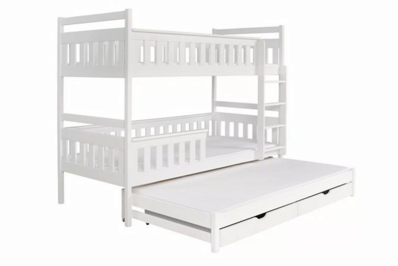 Deine Möbel 24 Etagenbett Hochbett KEV für 3 Kinder 90x200 Weiß (Vollholz m günstig online kaufen