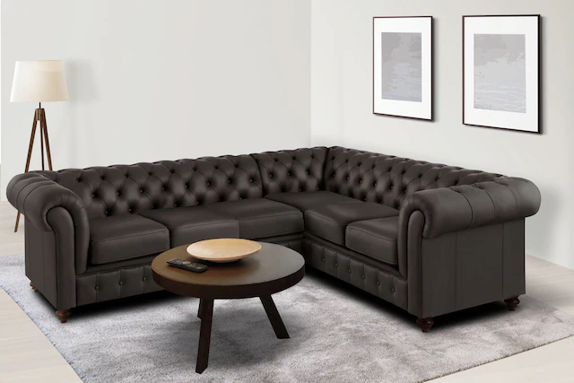 Home affaire Chesterfield-Sofa "Chesterfield Ecksofa, auch in Leder L-Form" günstig online kaufen