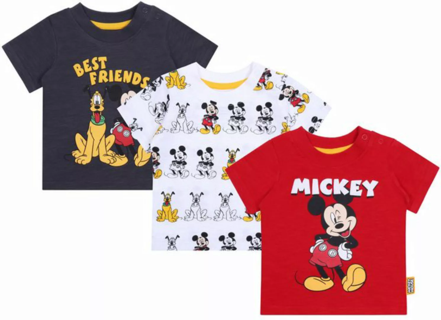Sarcia.eu Kurzarmbluse 3x Grau-weiß-rote T-Shirts Mickey Mouse DISNEY 0-3 M günstig online kaufen