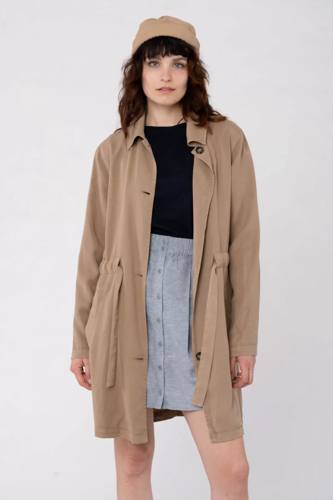 Weicher Trenchcoat  aus Tencel günstig online kaufen