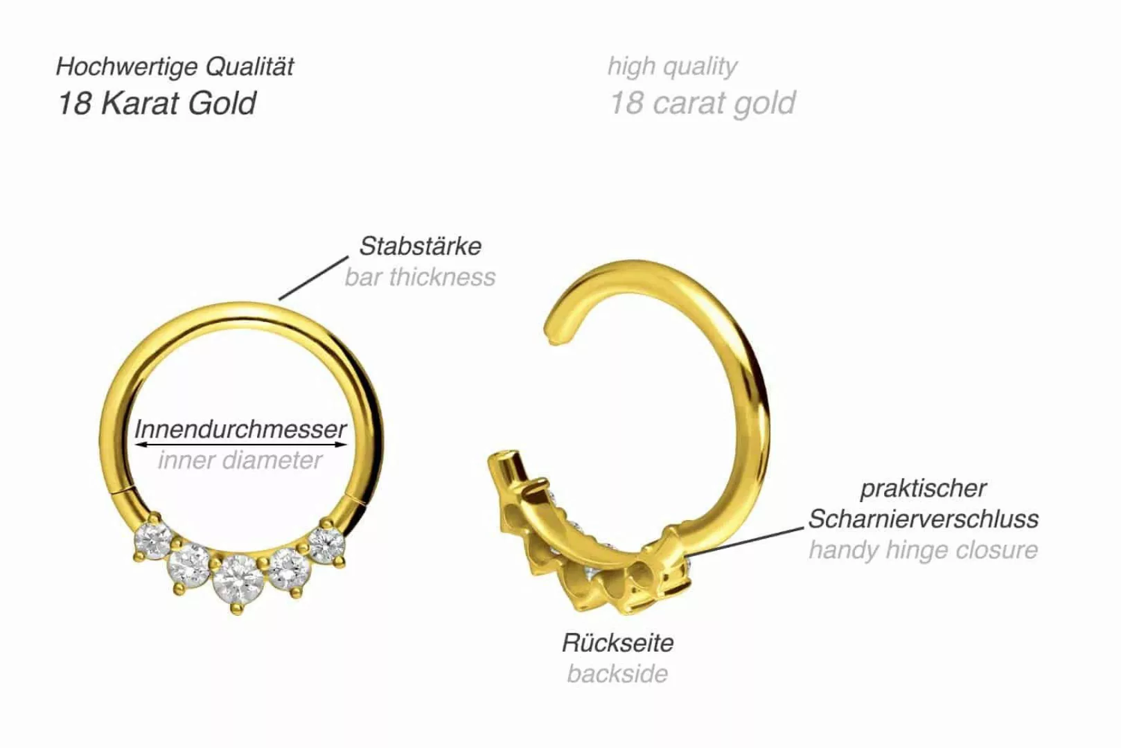 PIERCINGLINE Piercing-Set 18 Karat Gold Segmentring günstig online kaufen