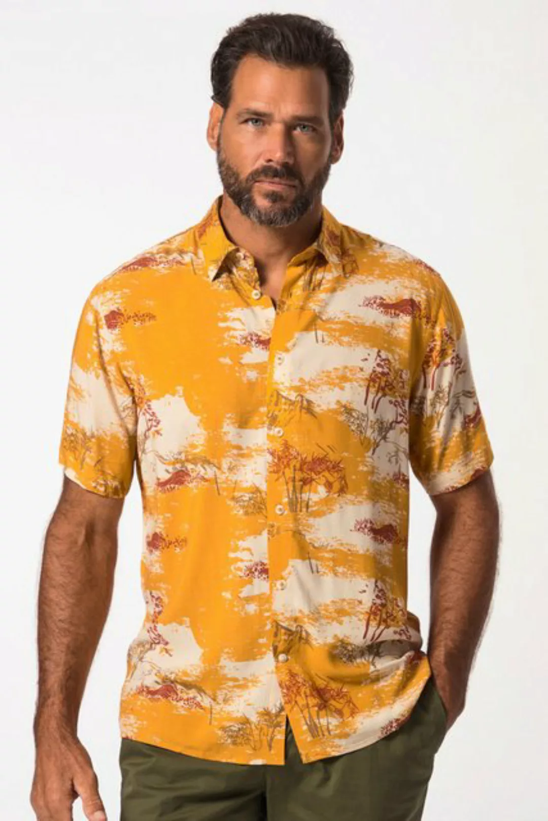JP1880 Kurzarmhemd Hemd Halbarm Alloverprint Kentkragen Cuba-Fit günstig online kaufen