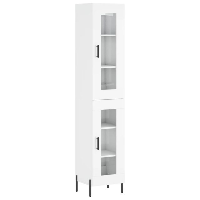 vidaXL Vitrine Highboard Hochglanz-Weiß 34,5x34x180 cm Spanplatte Glas Vitr günstig online kaufen