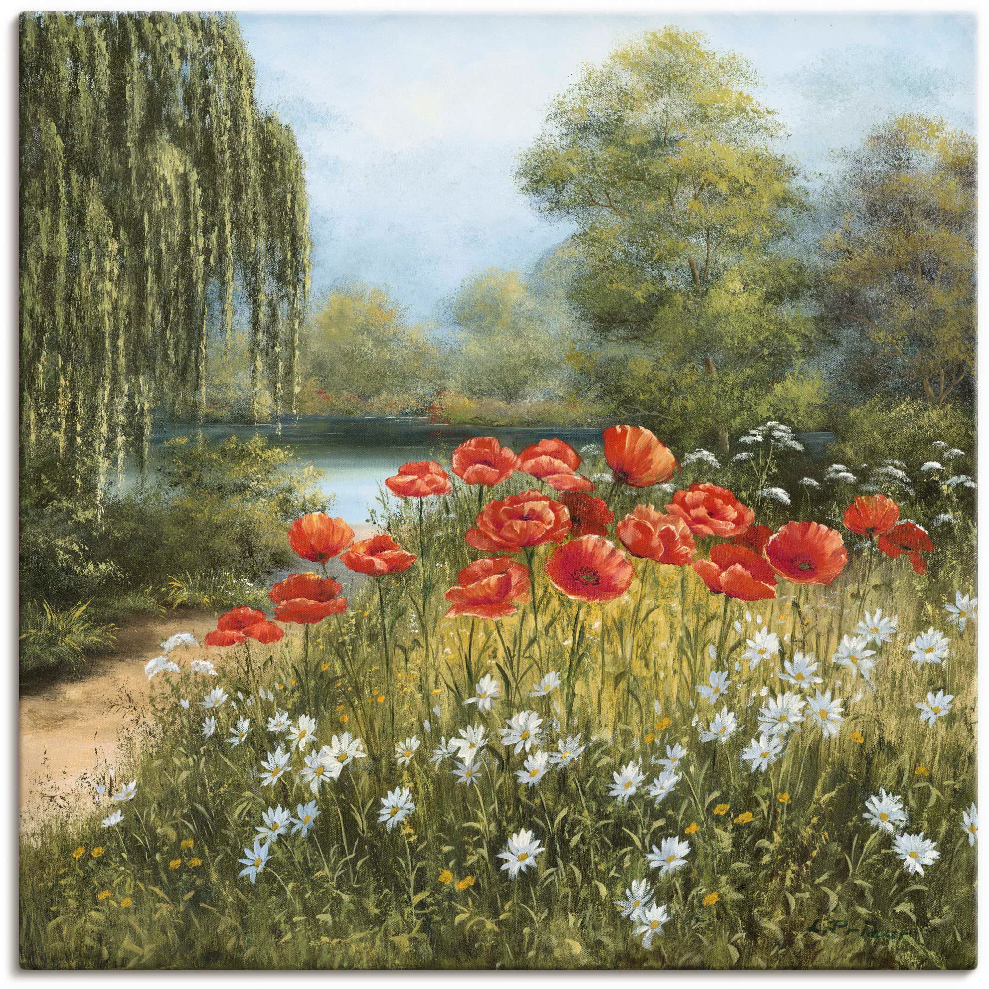 Artland Wandbild "Mohnwiese am See", Blumenwiese, (1 St.) günstig online kaufen