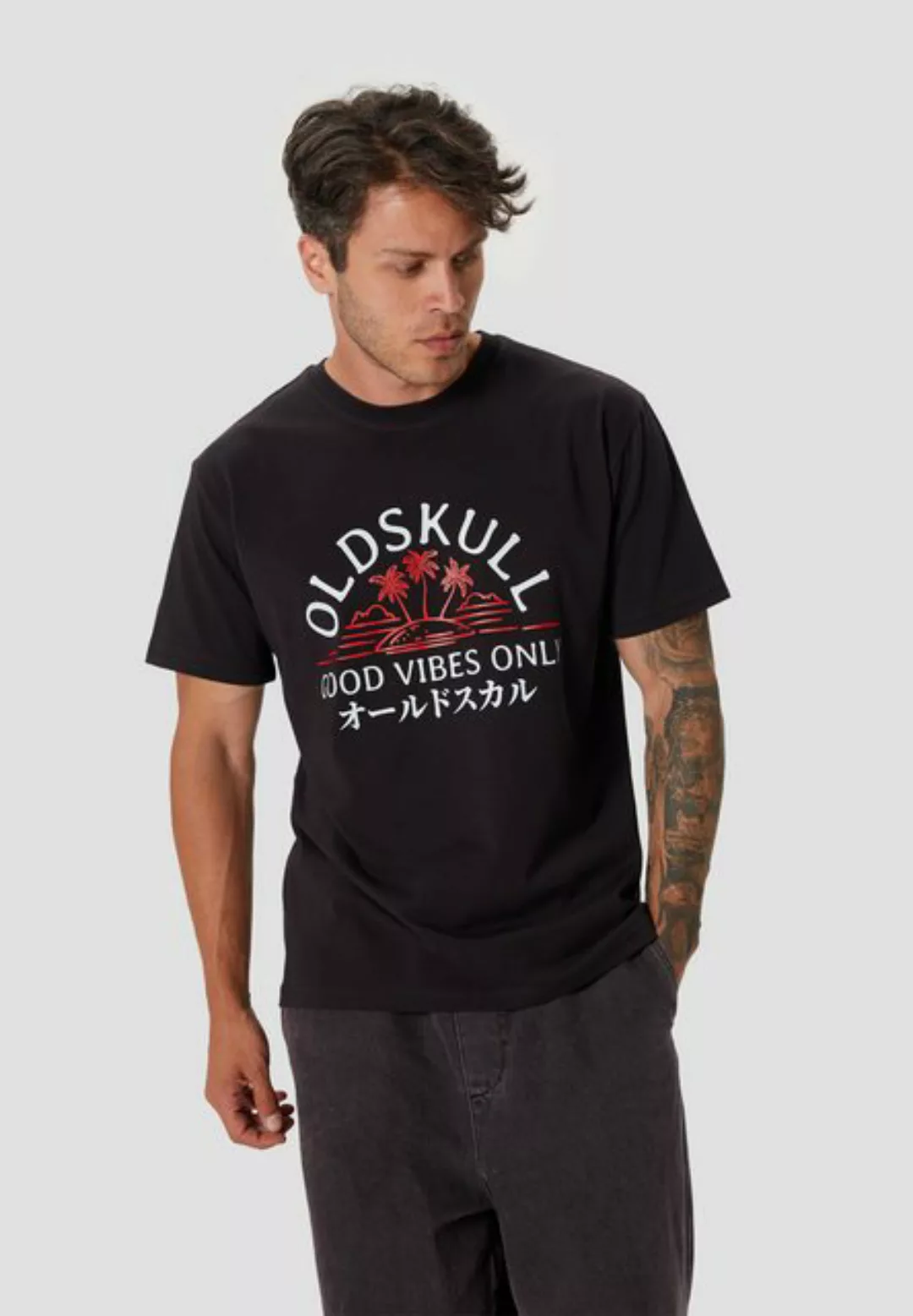 Oldskull T-Shirt Retro Good Vibes Only Logo Graphic günstig online kaufen