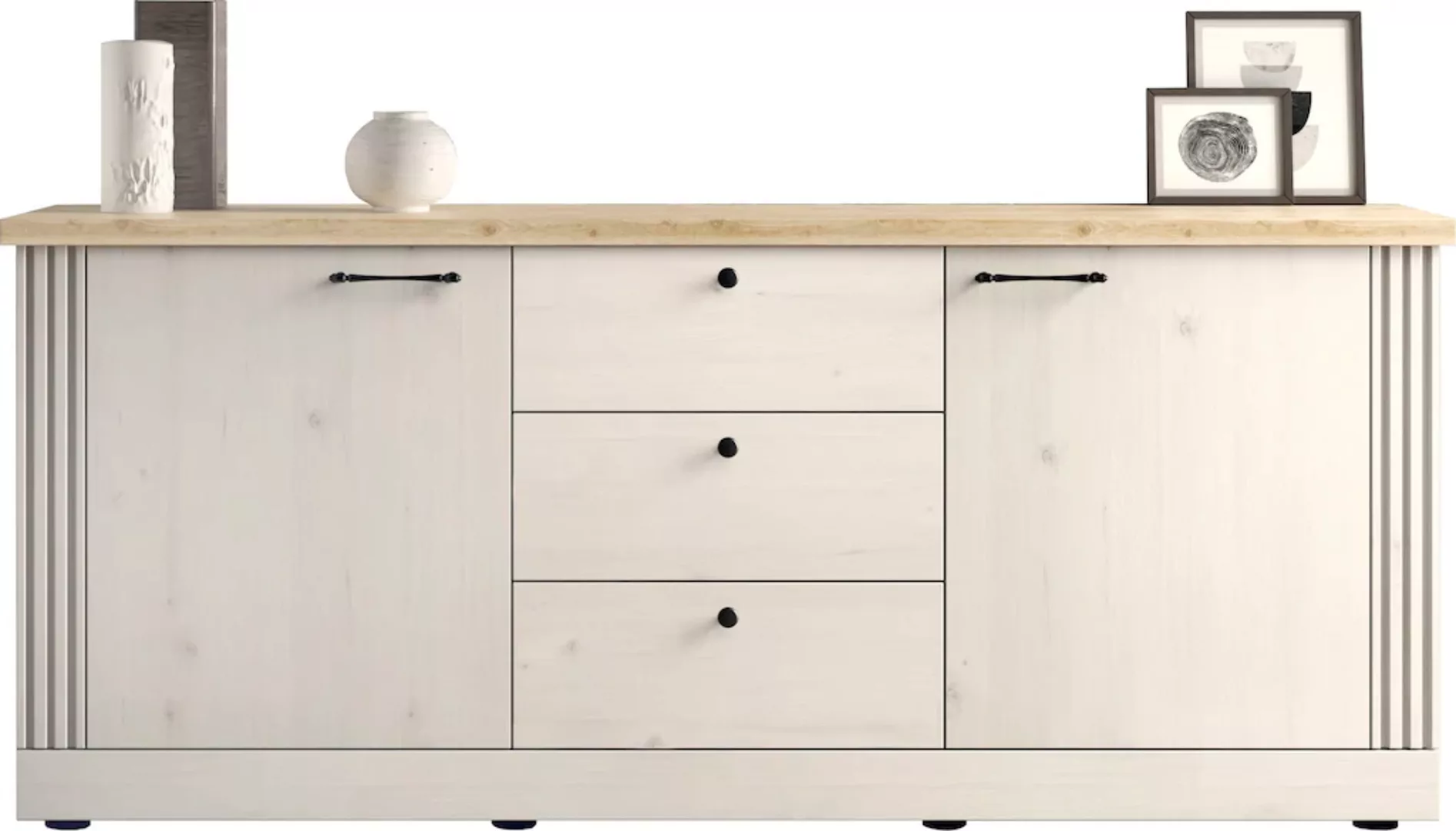 Home affaire Sideboard "Country Breite 211 cm, Kommode 2 Türen u. 3 Schubkä günstig online kaufen