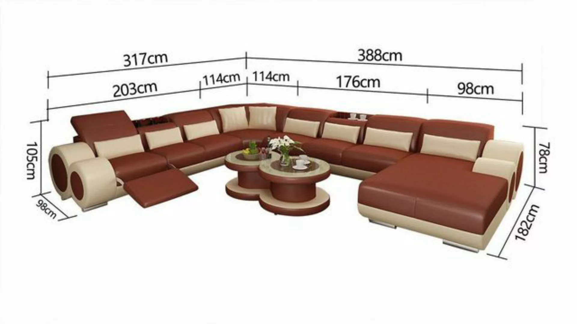 JVmoebel Big-Sofa Ledersofa Couch Wohnlandschaft Ecksofa Garnitur Modern So günstig online kaufen