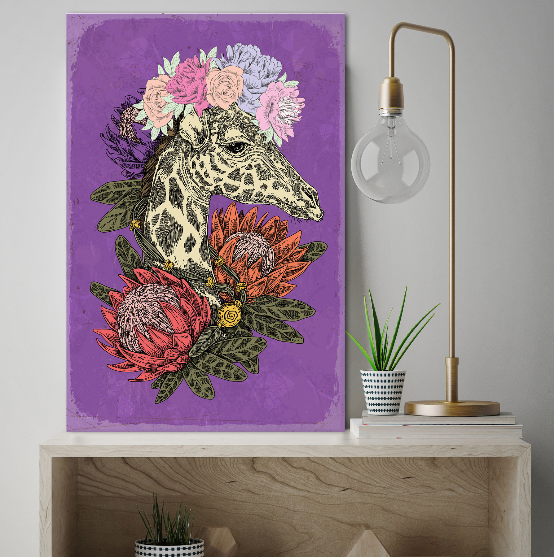 queence Metallbild "Flower Power", Giraffe, (1 St.) günstig online kaufen