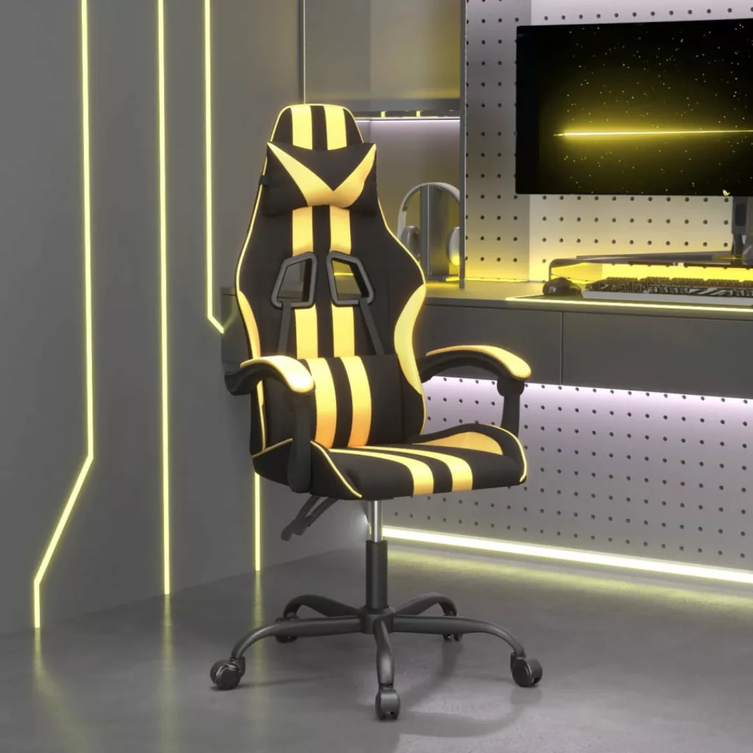 Vidaxl Gaming-stuhl Drehbar Schwarz Und Golden Kunstleder günstig online kaufen