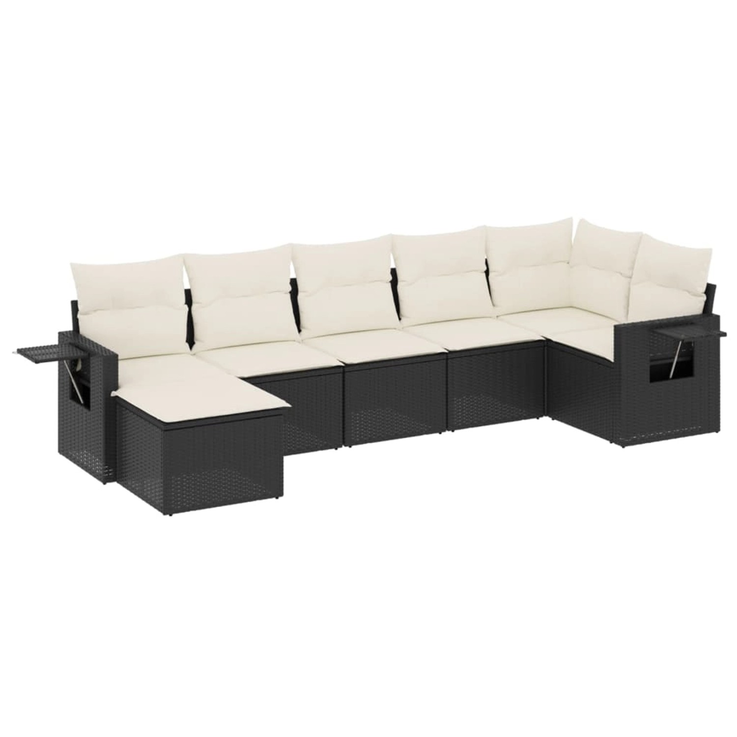 vidaXL 7-Tlg Garten-Sofagarnitur mit Kissen Schwarz Poly Rattan 3252813 günstig online kaufen