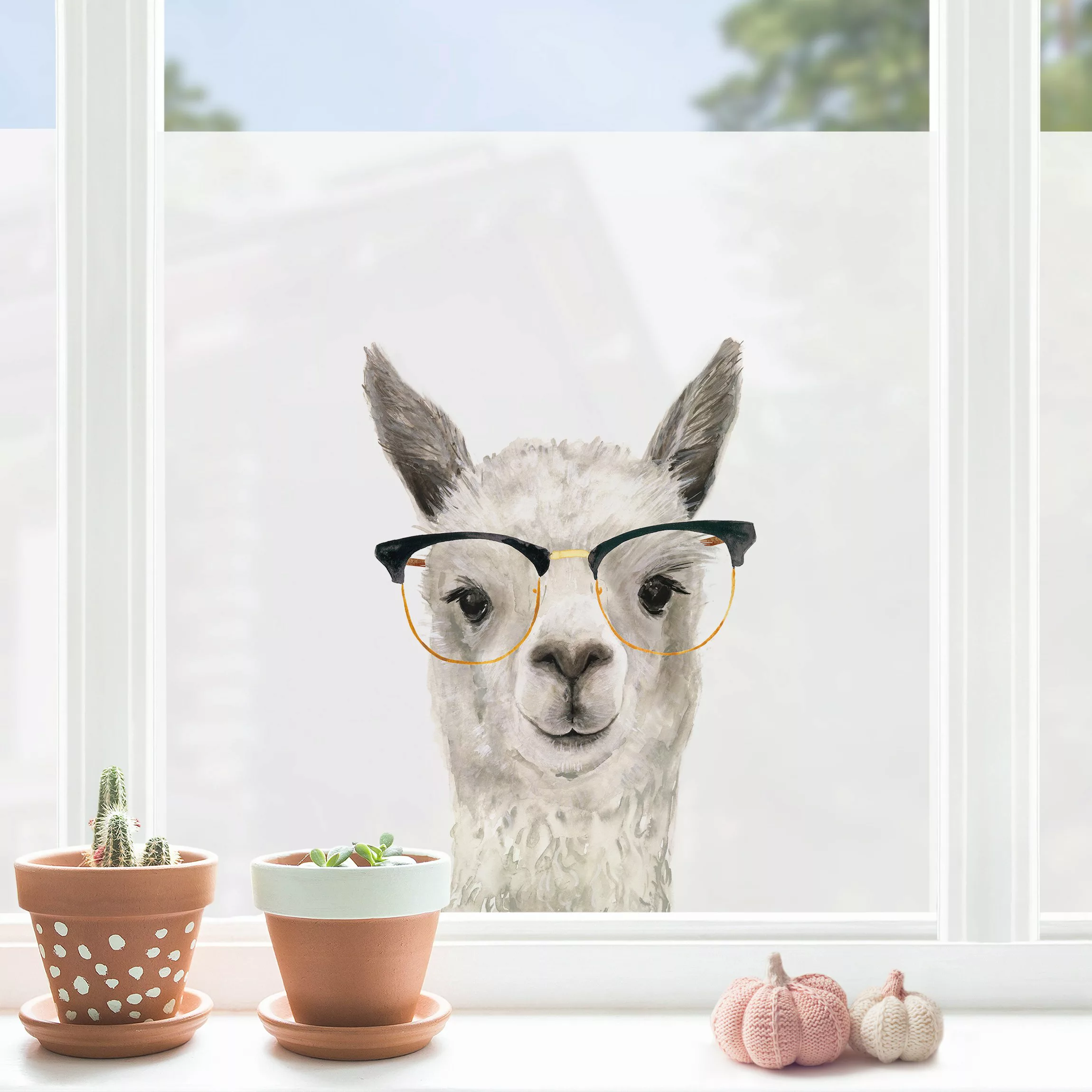 Fensterfolie Hippes Lama mit Brille I günstig online kaufen