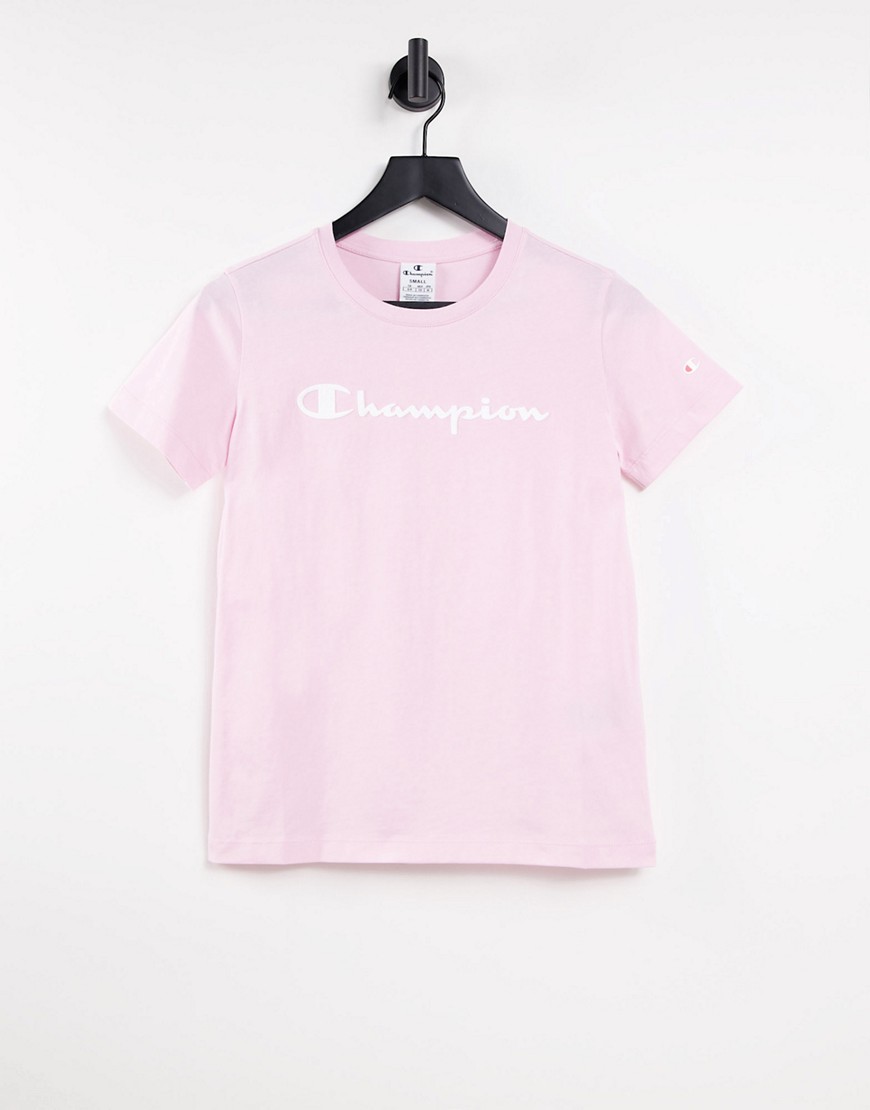 Champion – T-Shirt in Rosa mit Rundhalsausschnitt günstig online kaufen