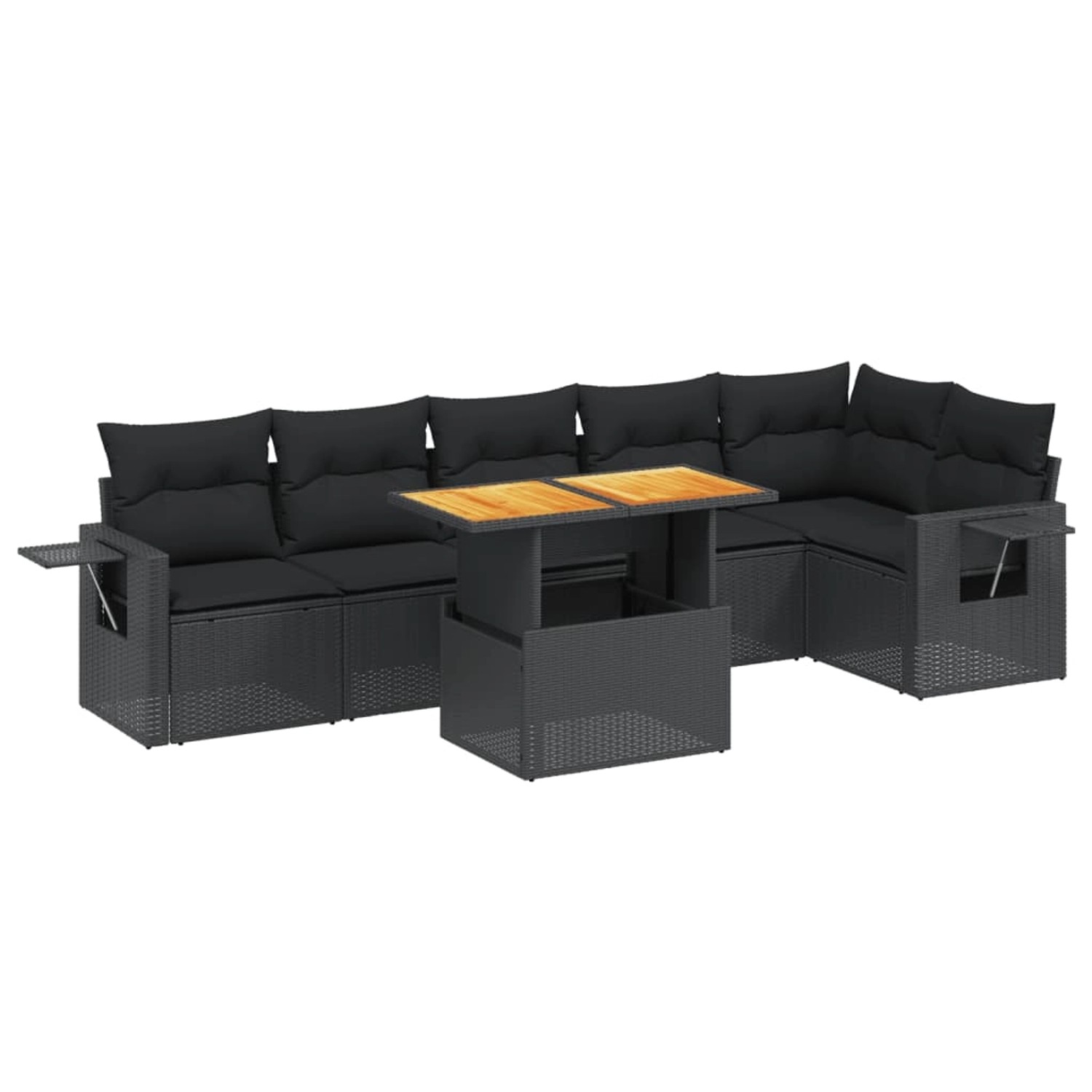 vidaXL 7-Tlg Garten-Sofagarnitur mit Kissen Schwarz Poly Rattan 3271762 günstig online kaufen
