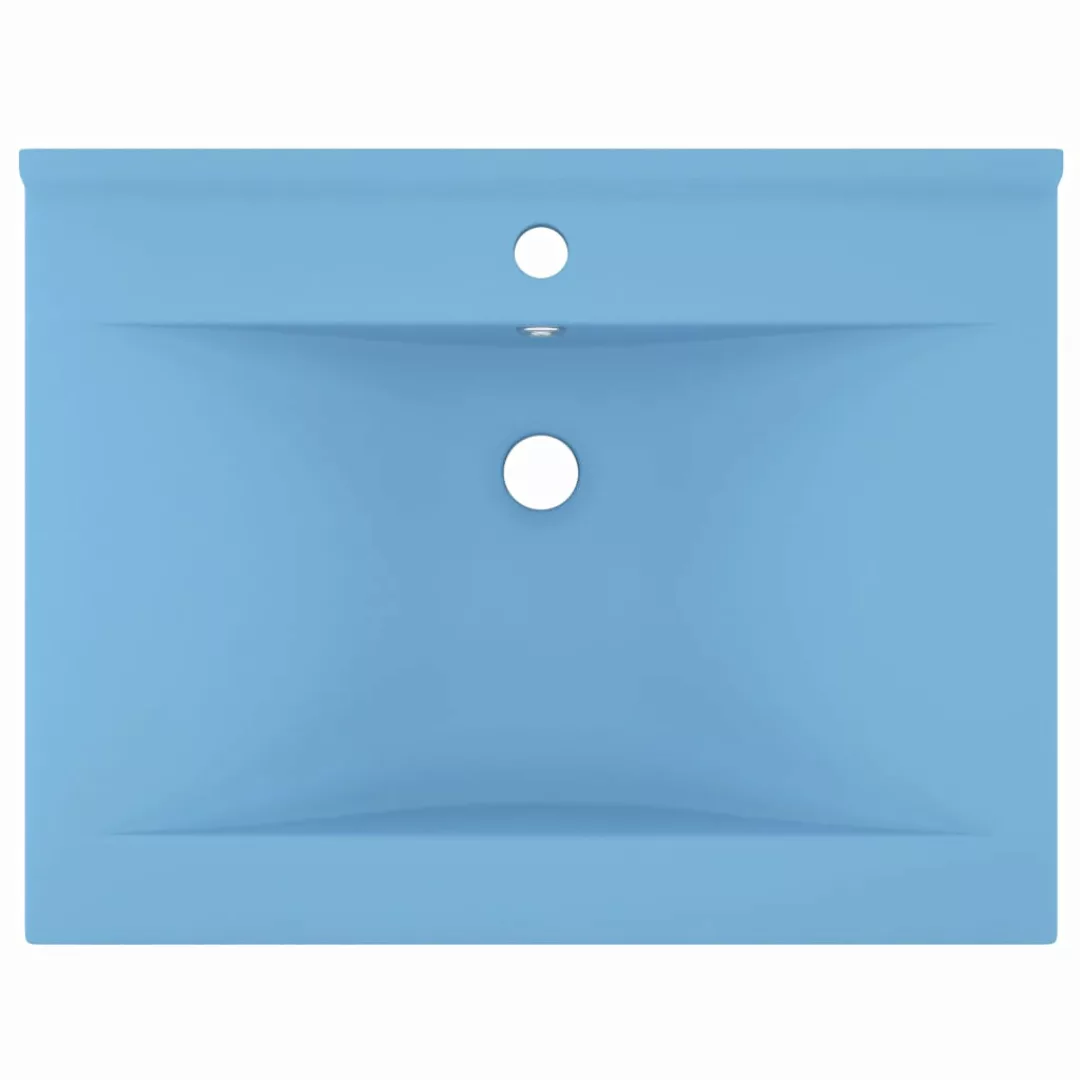 Luxuriöses Waschbecken Hahnloch Matt Hellblau 60x46cm Keramik günstig online kaufen