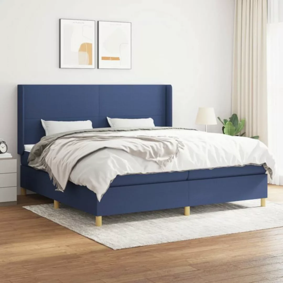 vidaXL Bettgestell Boxspringbett mit Matratze Blau 200x200 cm Stoff Bett Be günstig online kaufen