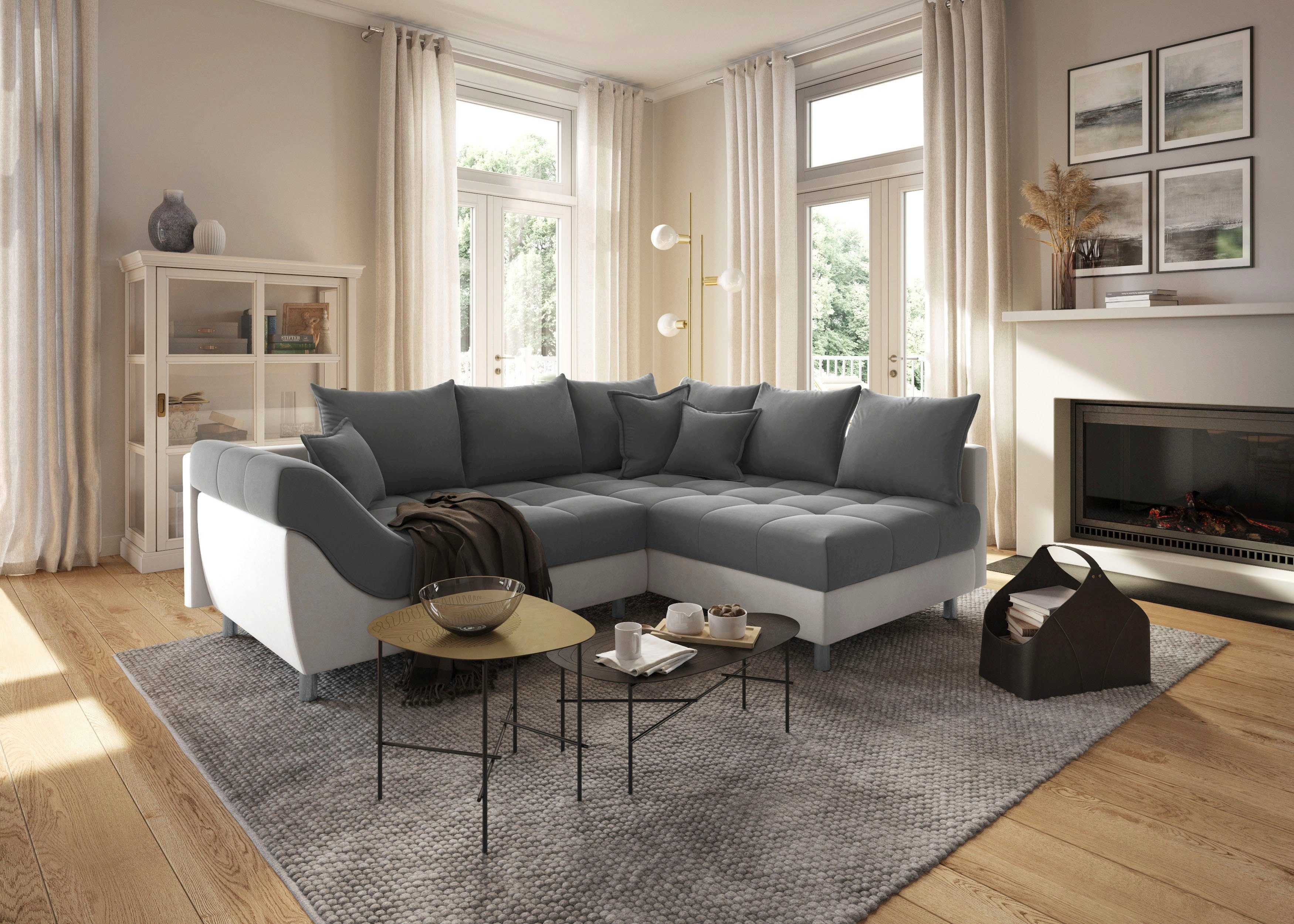 COLLECTION AB Ecksofa Joseli, mit Zier- und Rückenkissen, komfortable Schan günstig online kaufen
