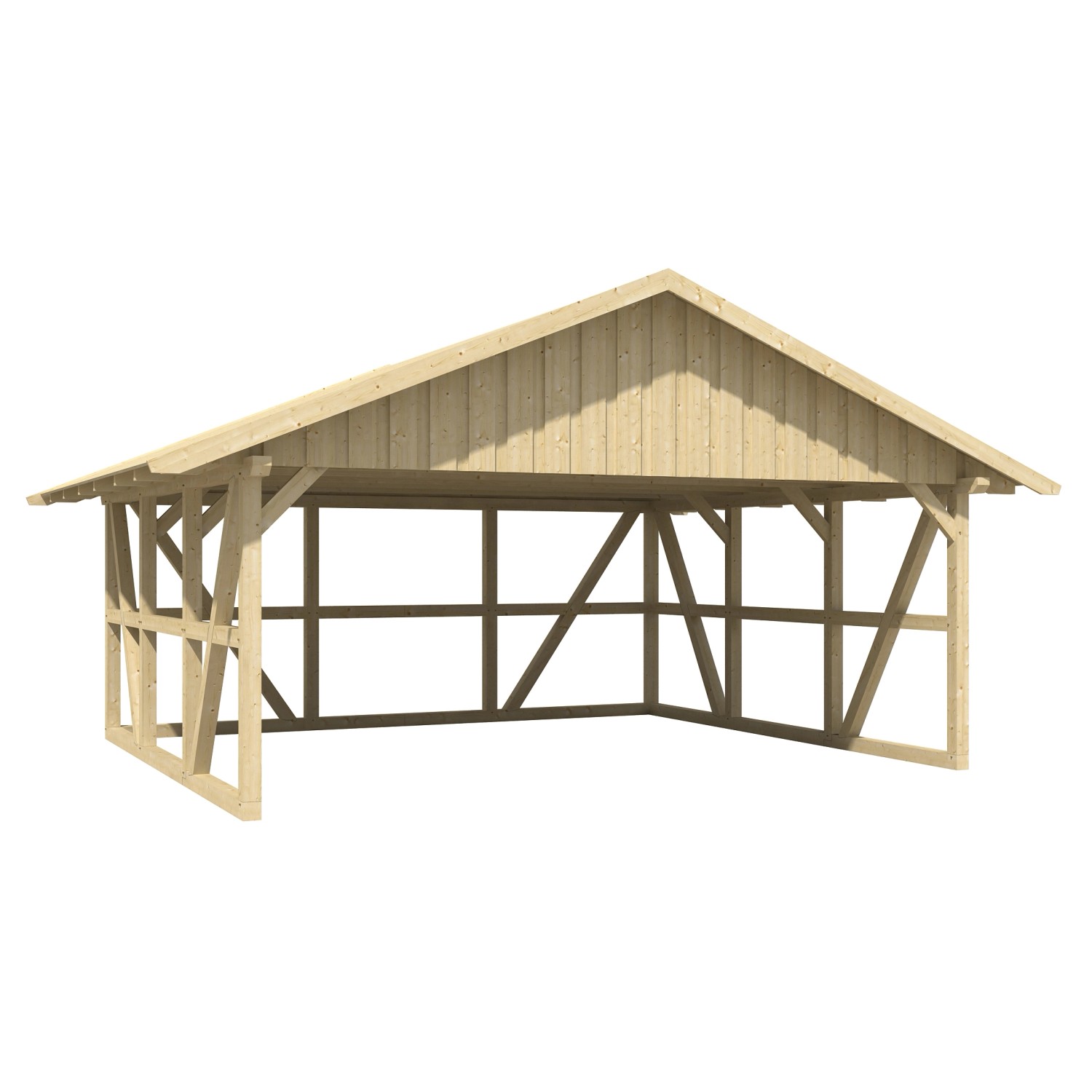 Skan Holz Carport Schwarzwald m. Dachschalung u. Rückwand 684 x 600 cm Natu günstig online kaufen