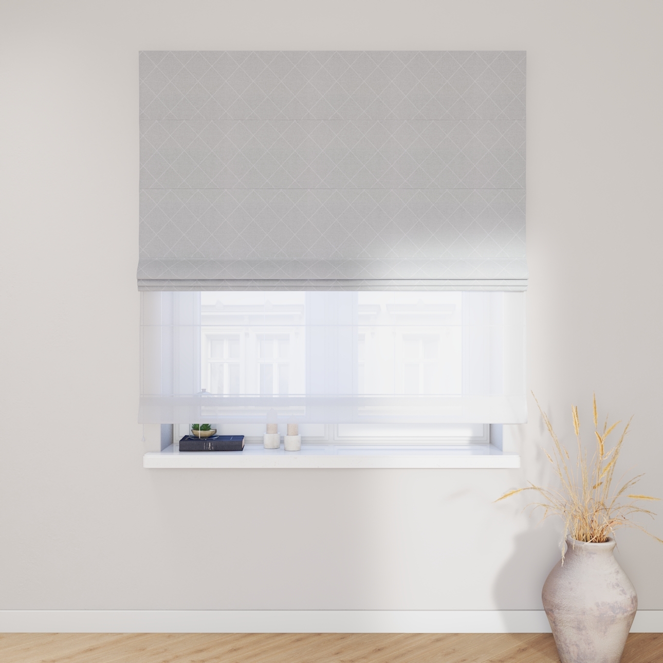 Dekoria Doppelraffrollo Duo, grau-silbern, 50 x 60 cm günstig online kaufen