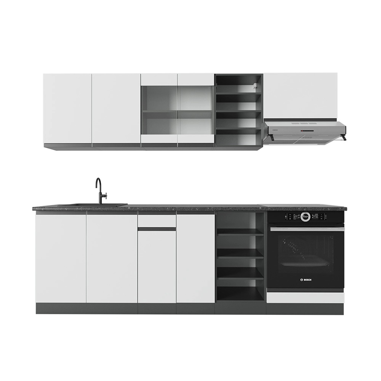 Vicco Küchenzeile R-Line, Weiß/Anthrazit, 240 cm günstig online kaufen