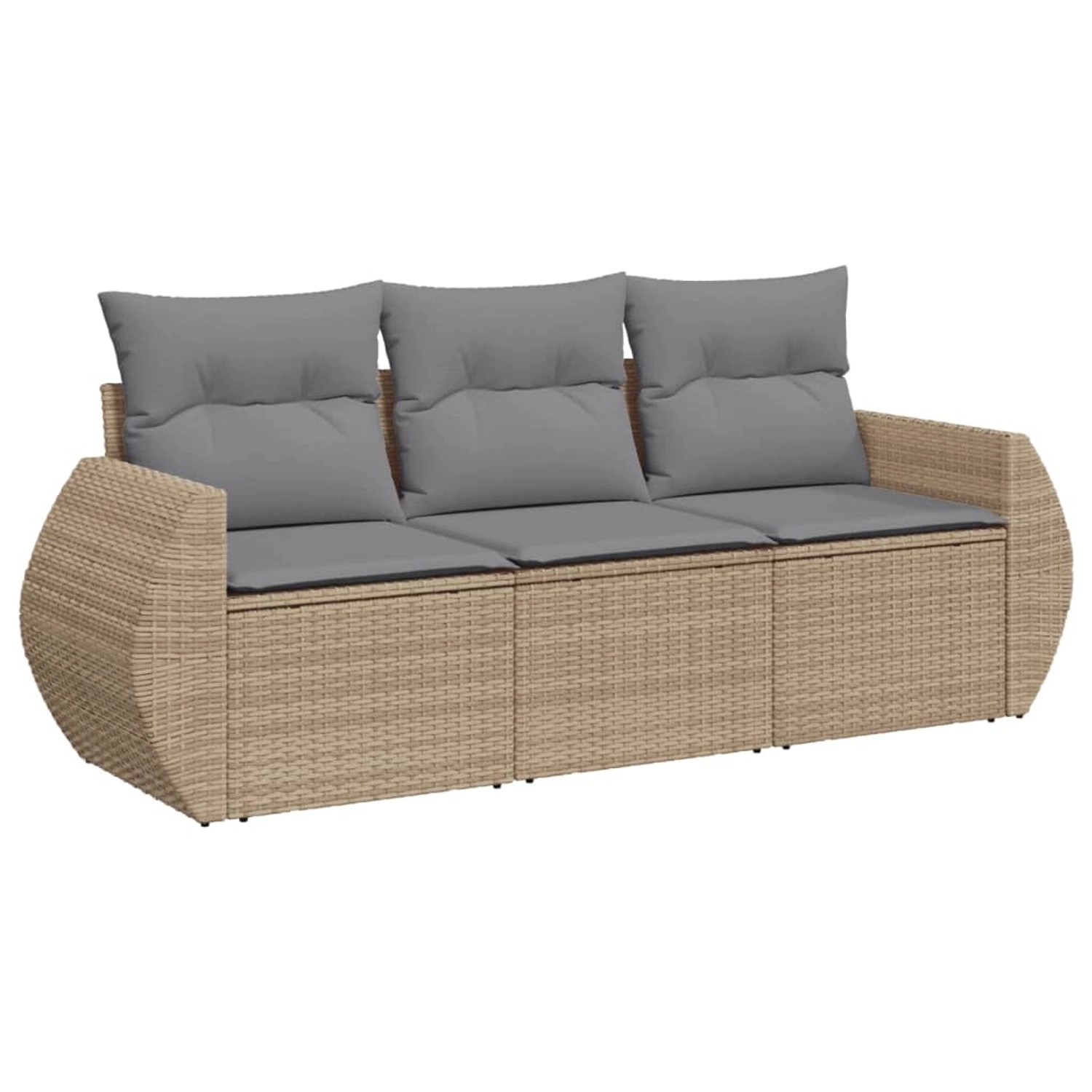 vidaXL 3-tlg Garten-Sofagarnitur mit Kissen Beige Poly Rattan Modell 25 günstig online kaufen