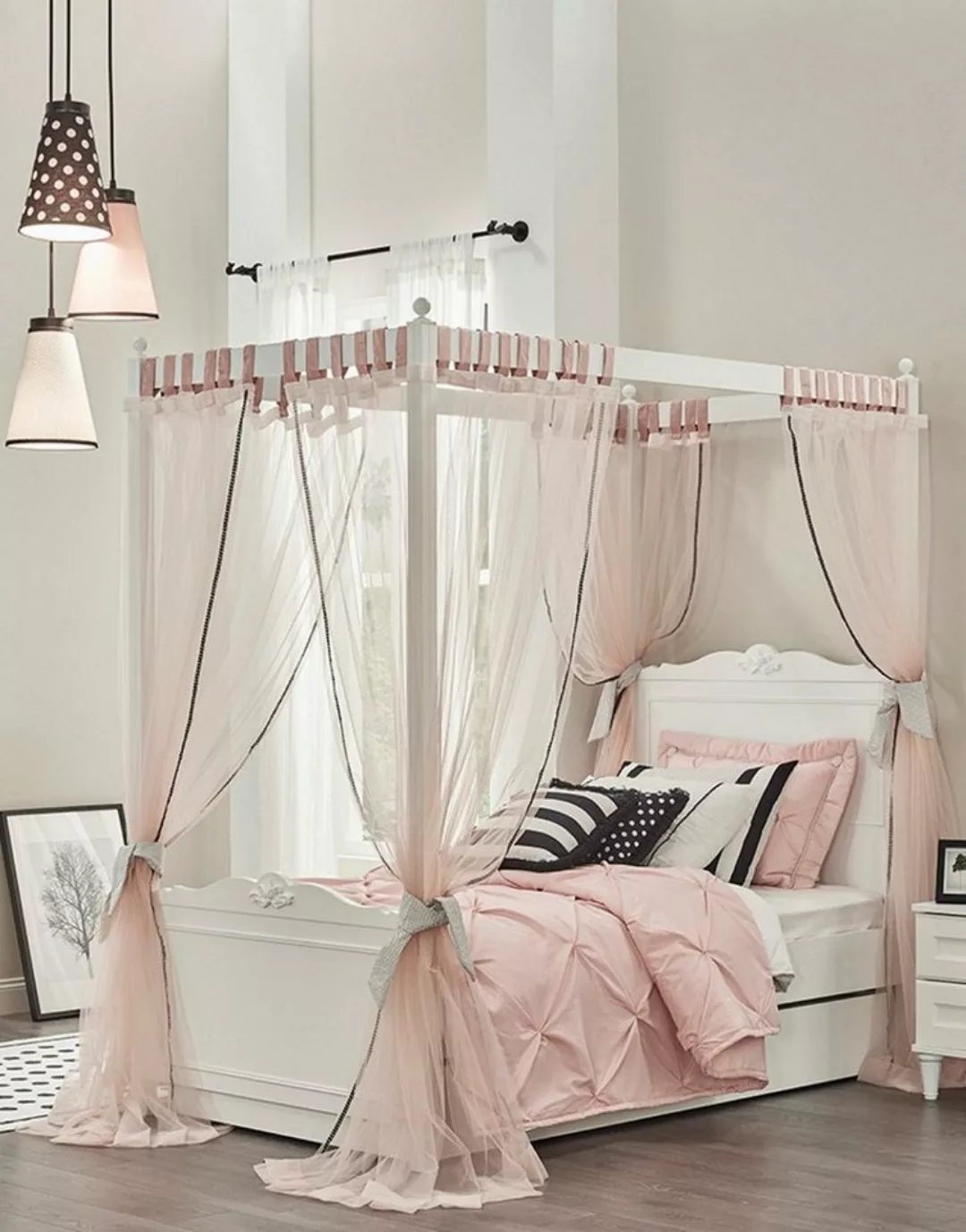 Möbel-Lux Kinderbett Lory Himmelbett mit Aufsatz inkl. Mosquitonetz in zwei günstig online kaufen