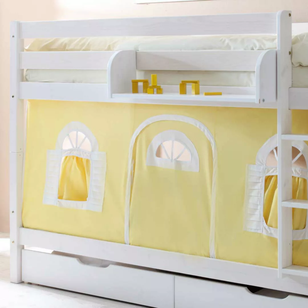 Kinderbett in Weiß und Gelb 140 cm hoch günstig online kaufen