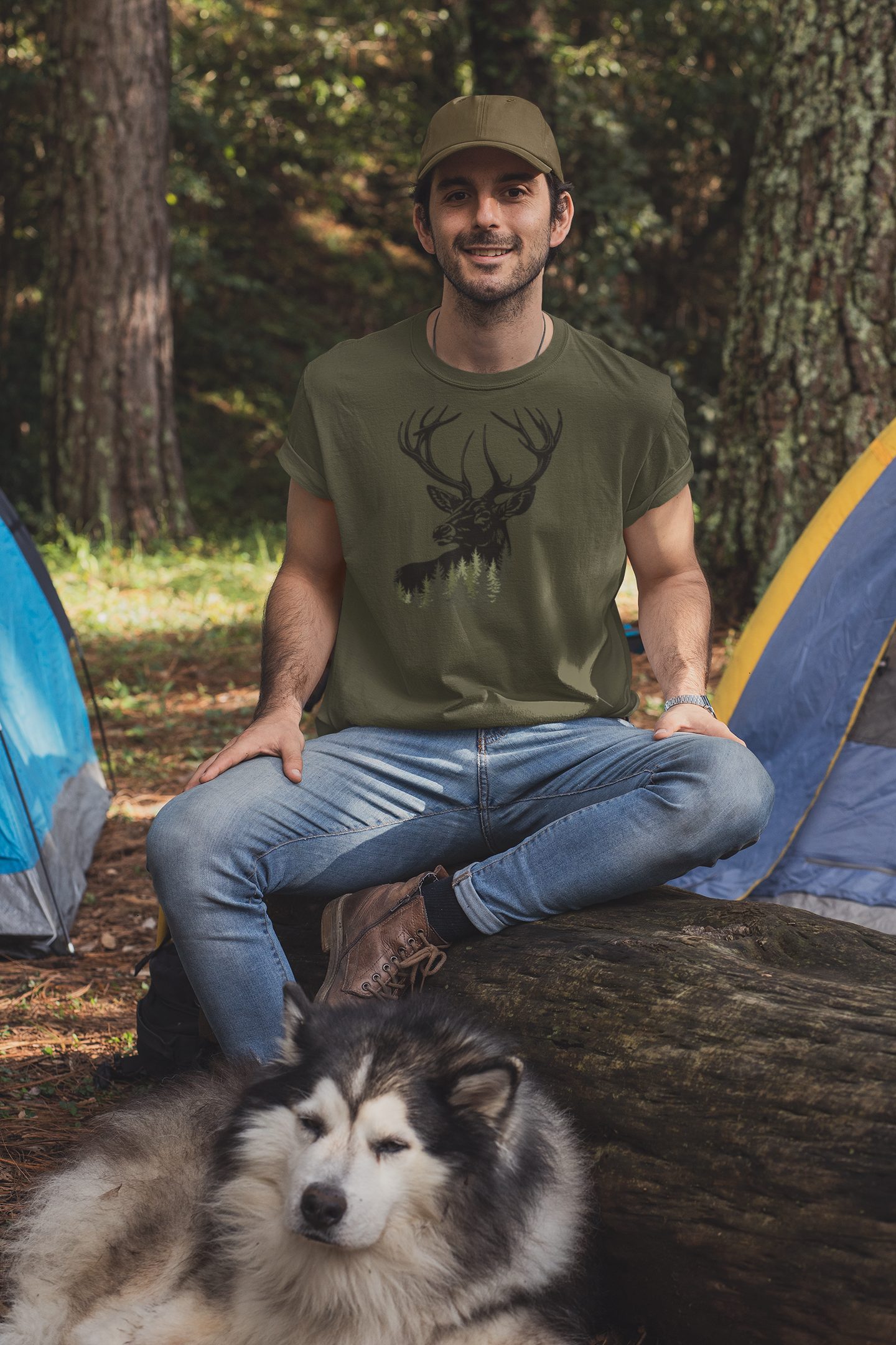 Baddery Print-Shirt Jäger T-Shirt: "Forest Deer" günstig online kaufen