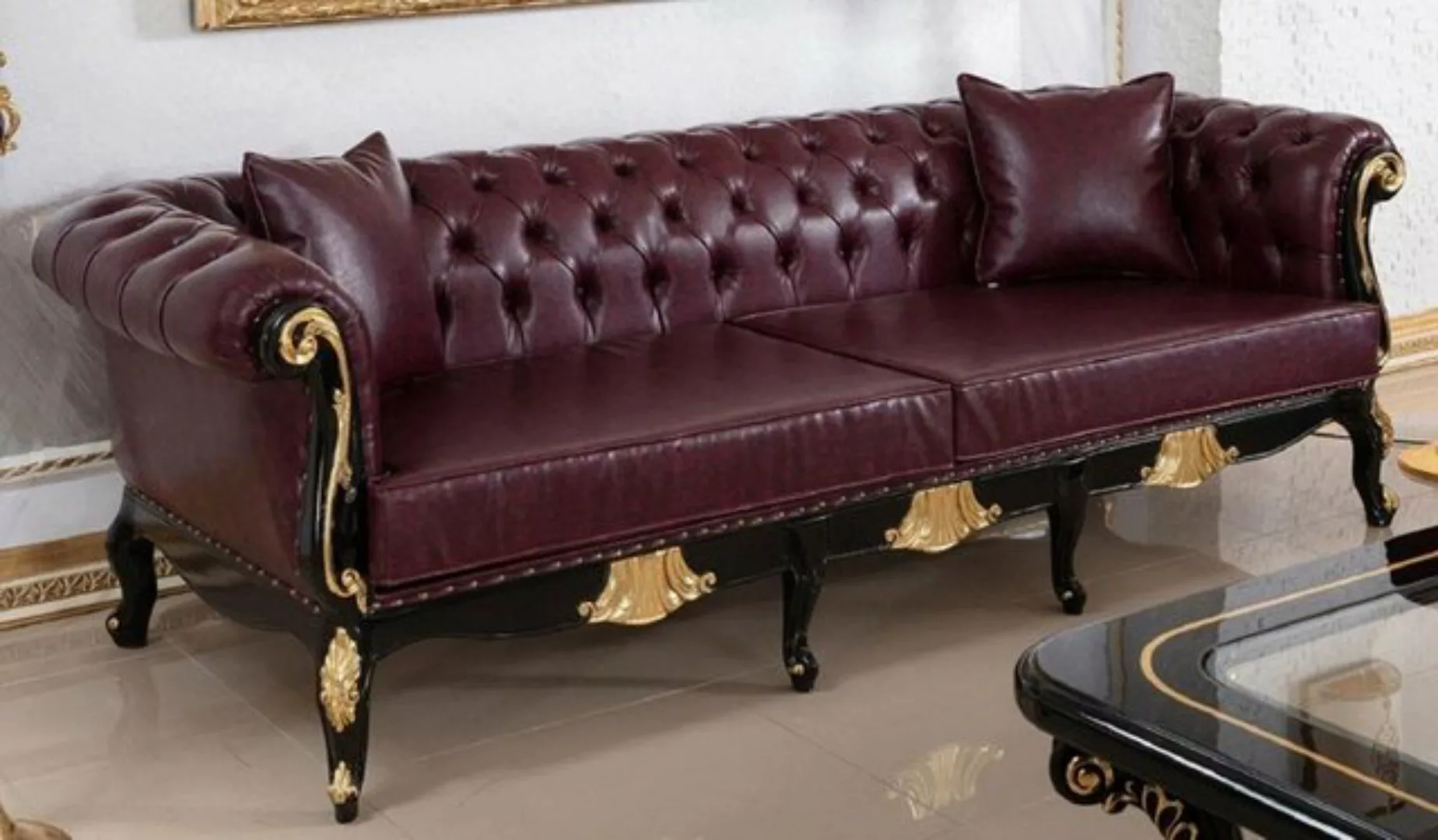 Casa Padrino Chesterfield-Sofa Casa Padrino Luxus Barock Chesterfield Leder günstig online kaufen