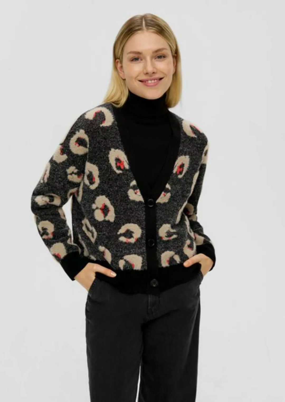 s.Oliver Strickjacke Cardigan mit Leo-Muster günstig online kaufen