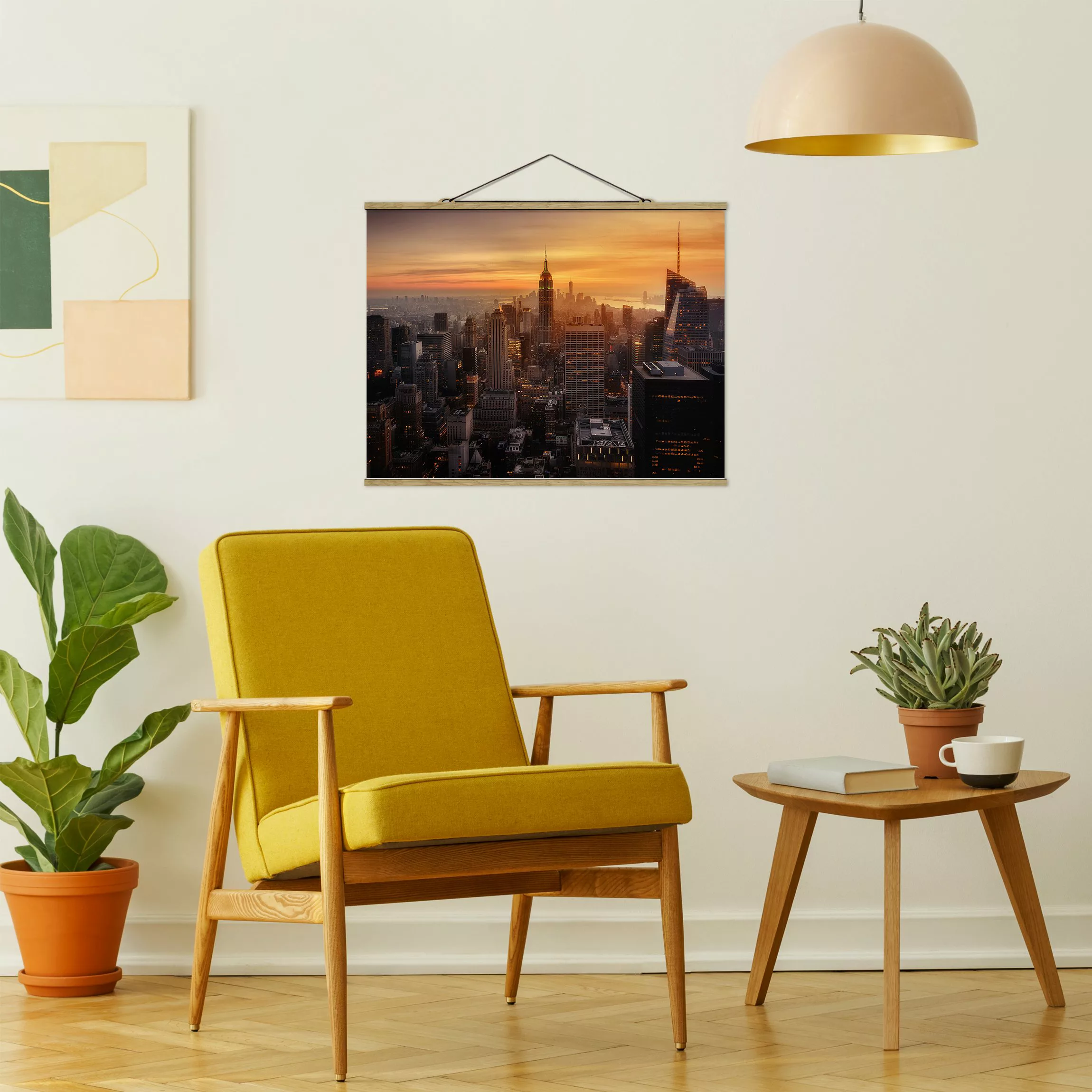 Stoffbild Architektur mit Posterleisten - Querformat Manhattan Skyline Aben günstig online kaufen