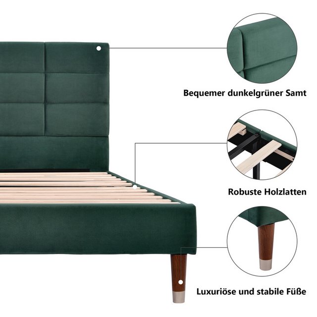 MODFU Polsterbett Doppelbett Bett Funktionsbett Massivholzbett Holzbett (mi günstig online kaufen