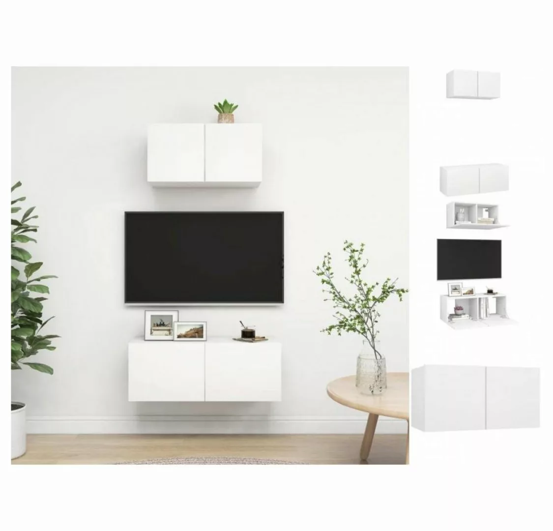 vidaXL TV-Schrank 2-tlg TV-Schrank-Set Weiß Spanplatte günstig online kaufen