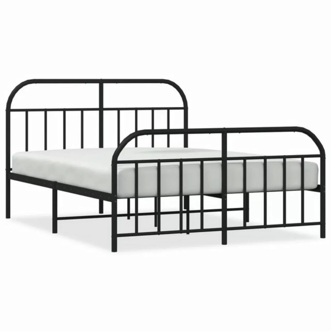 furnicato Bett Bettgestell mit Kopf- und Fußteil Metall Schwarz 140x200 cm günstig online kaufen