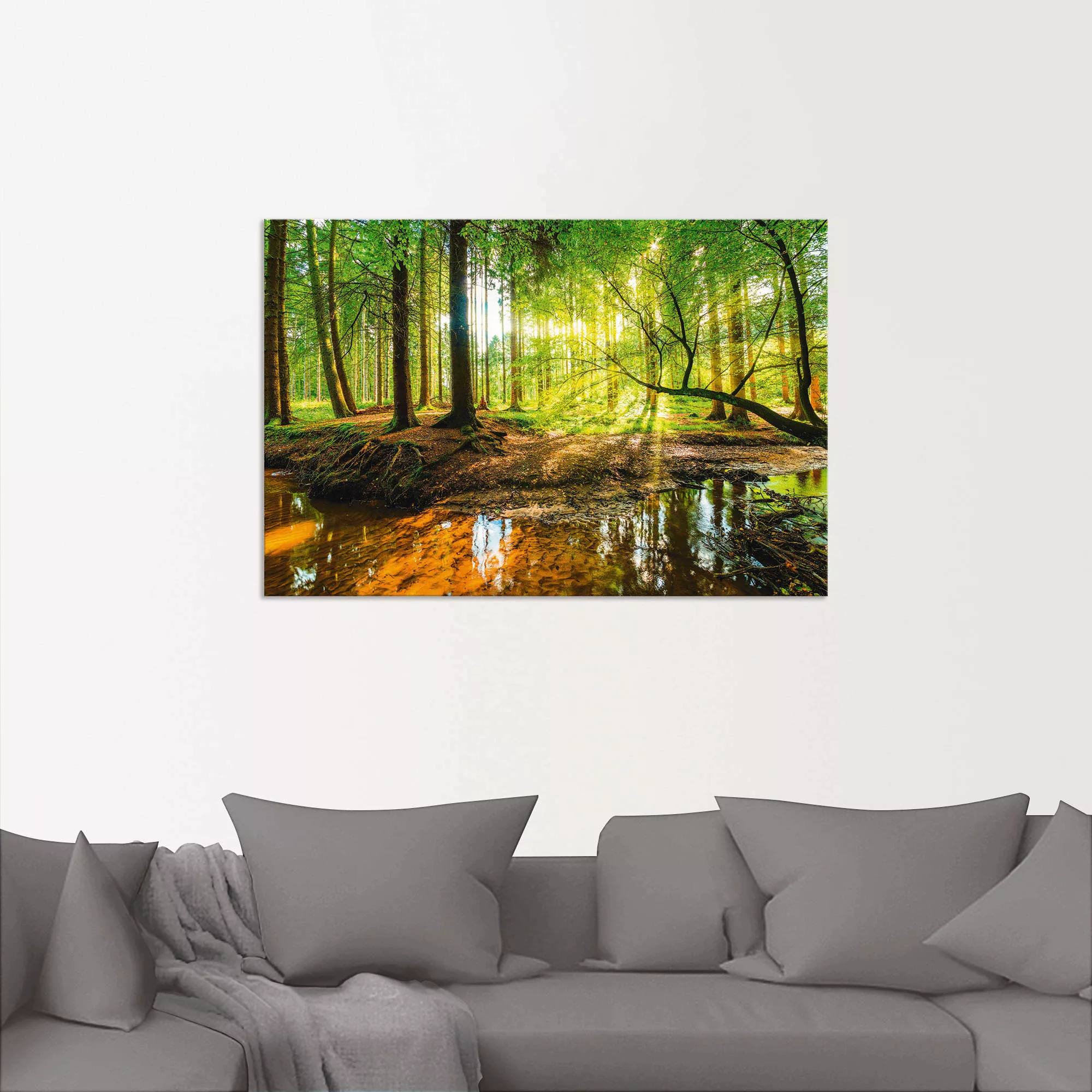 Artland Wandbild »Wald mit Bach«, Wald, (1 St.), als Alubild, Outdoorbild, günstig online kaufen