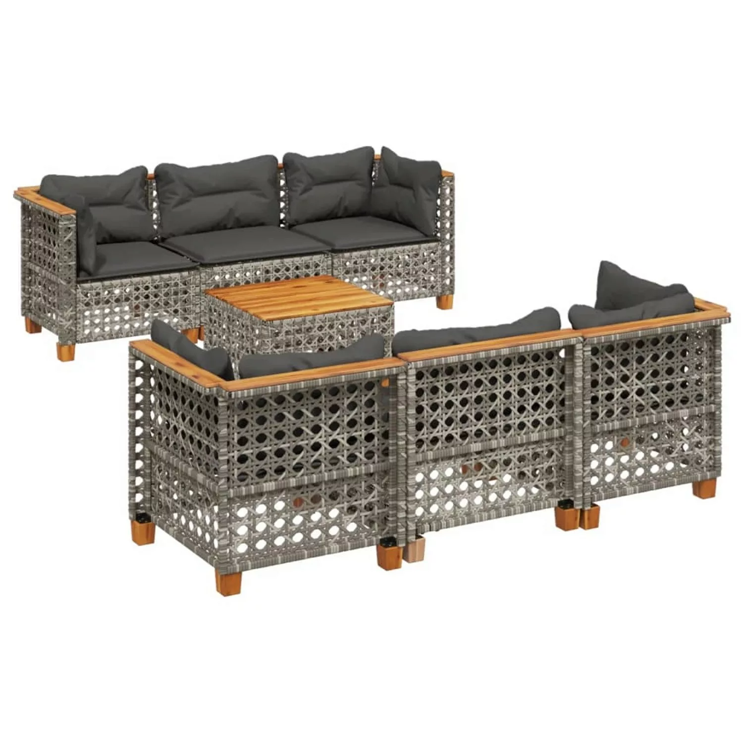 vidaXL 8-tlg Garten-Sofagarnitur mit Kissen Grau Poly Rattan Modell 168 günstig online kaufen