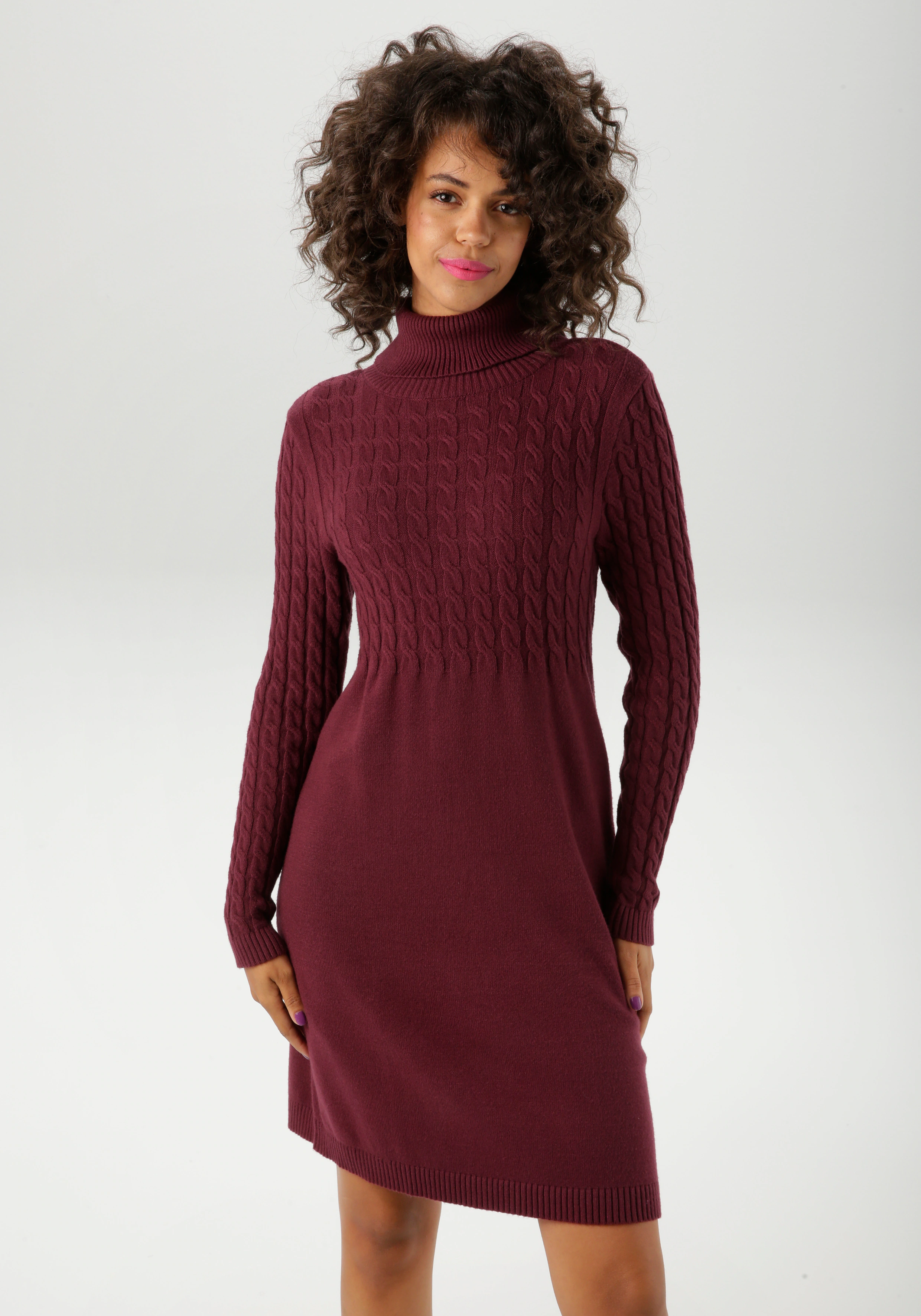 Aniston CASUAL Strickkleid, mit Zopfmuster im Oberteil und den langen Ärmel günstig online kaufen