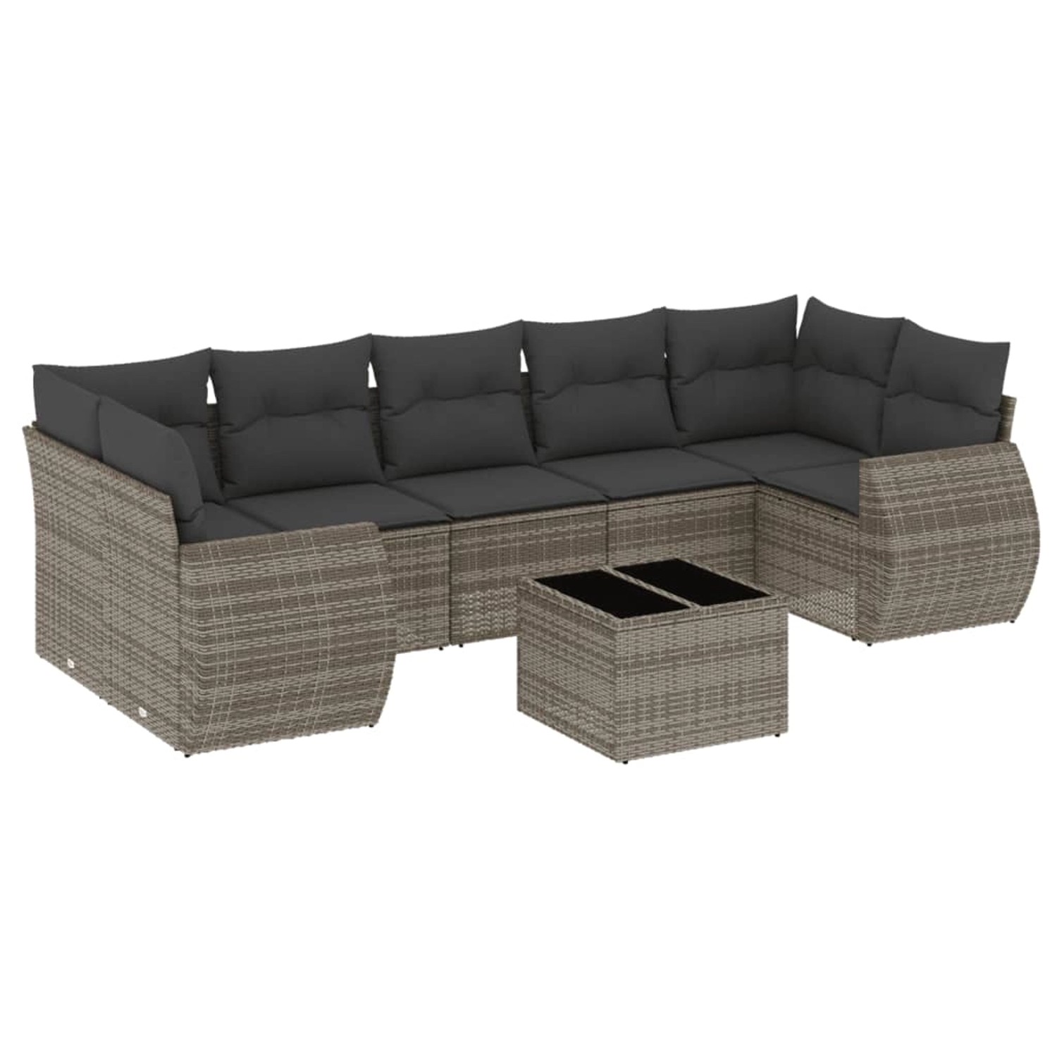 vidaXL 8-Tlg Garten-Sofagarnitur mit Kissen Grau Poly Rattan 3253477 günstig online kaufen