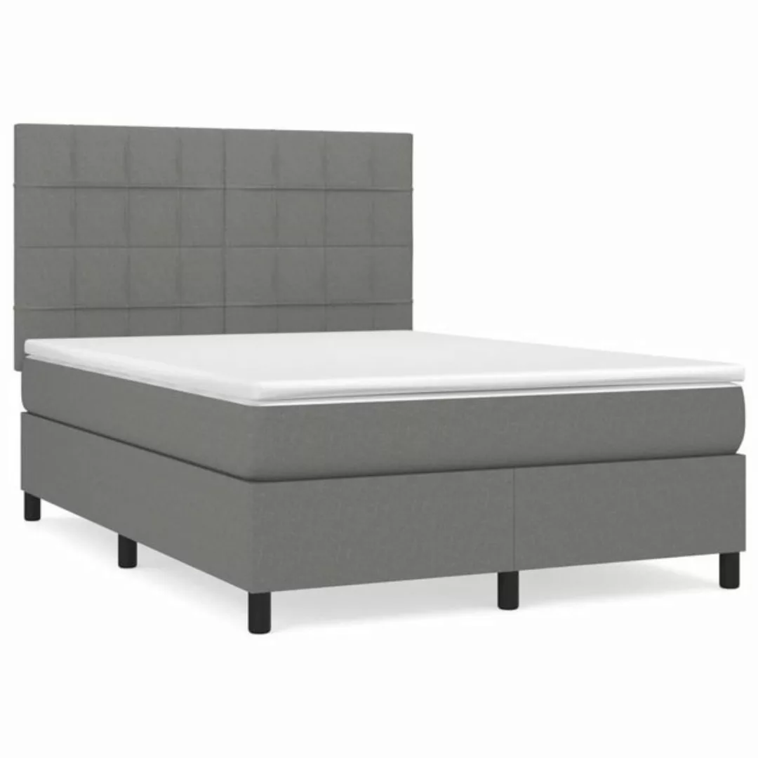 furnicato Bett Boxspringbett mit Matratze Dunkelgrau 140x190 cm Stoff günstig online kaufen