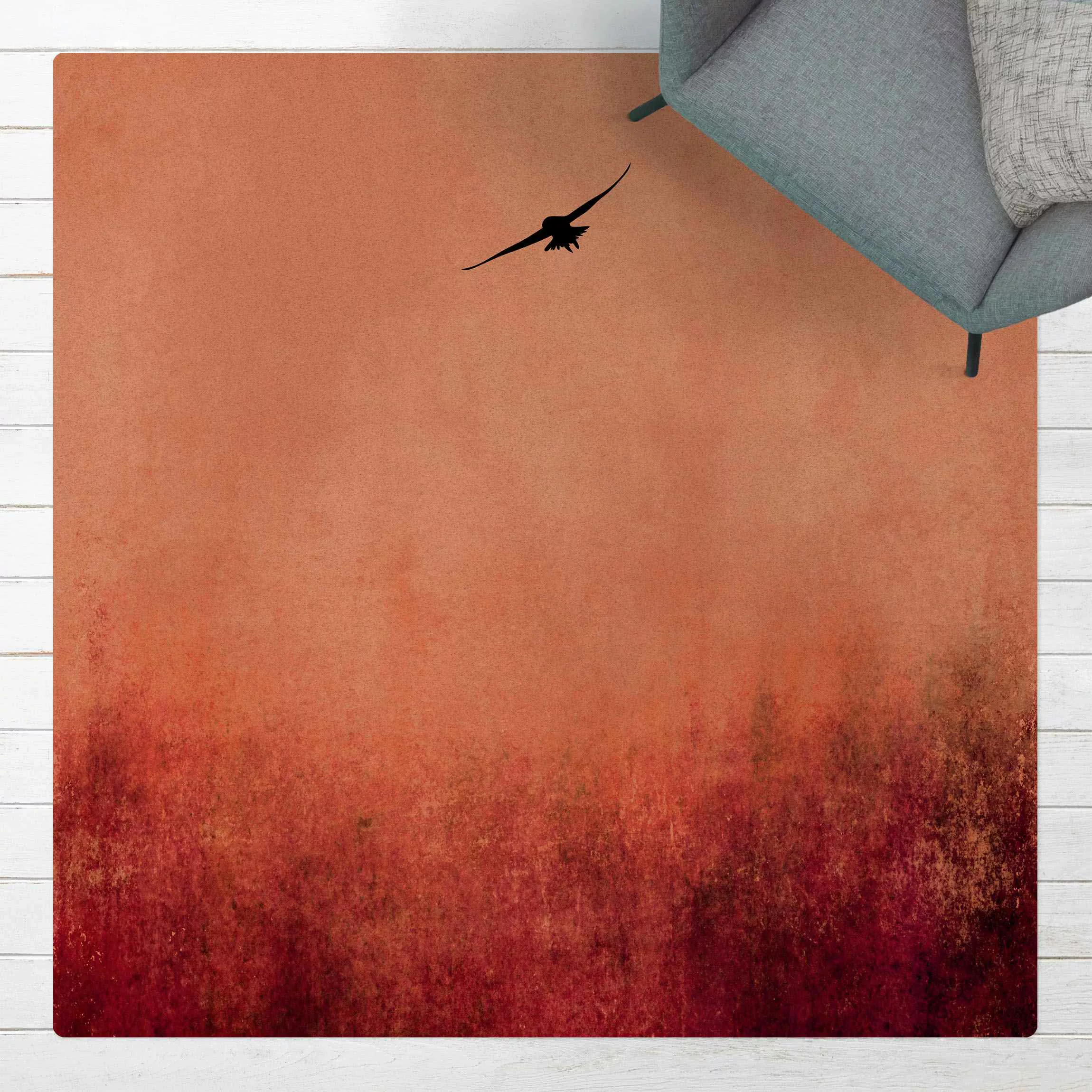Kork-Teppich Vogel im Sonnenuntergang günstig online kaufen