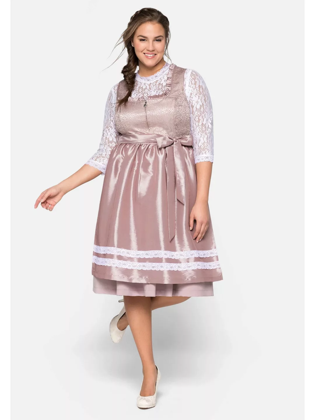 Sheego Dirndl "Große Größen", mit Schürze und Spitzenbluse 3tlg. günstig online kaufen